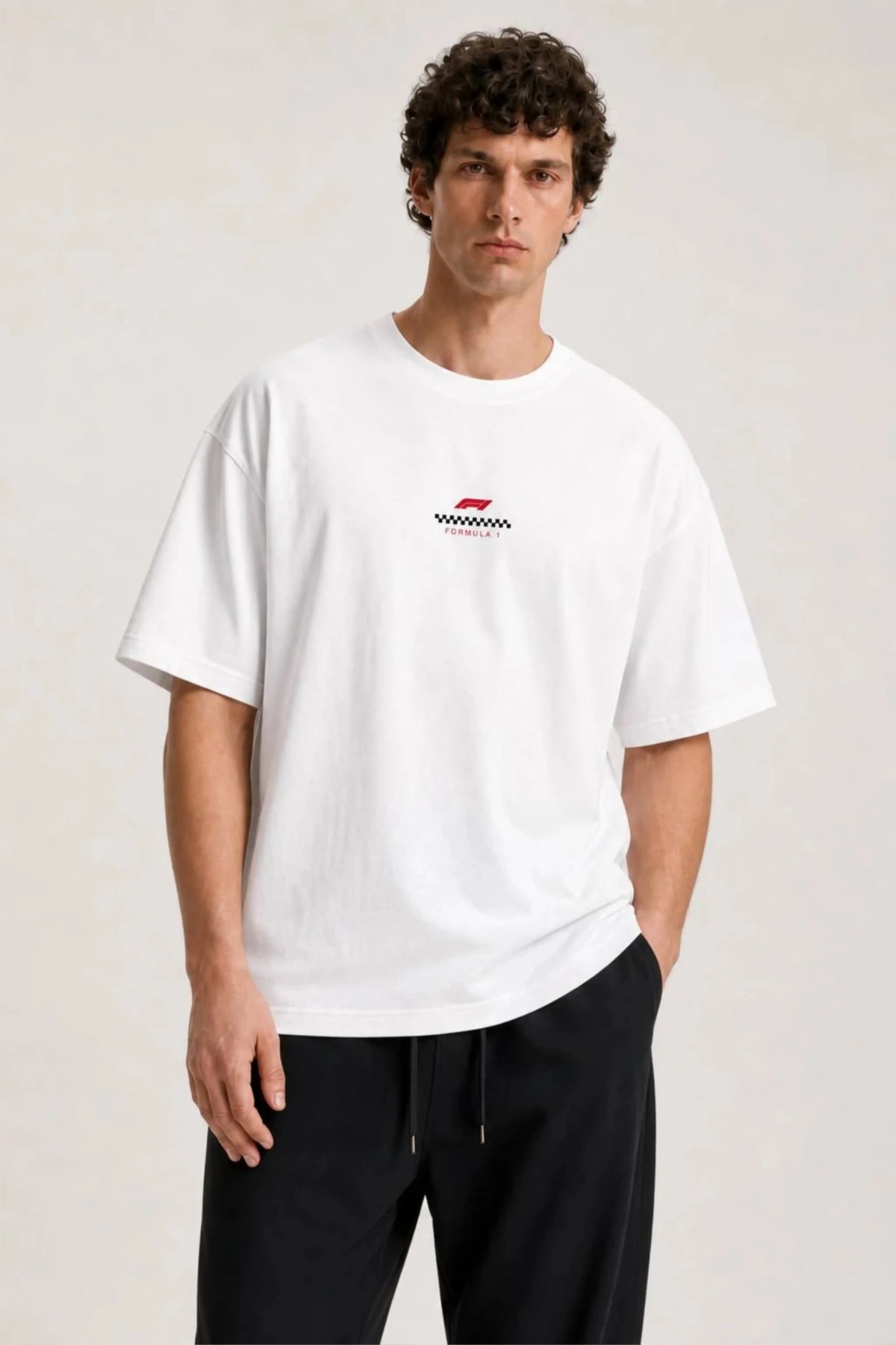 Men's White Formula 1 Oversized T-Shirt