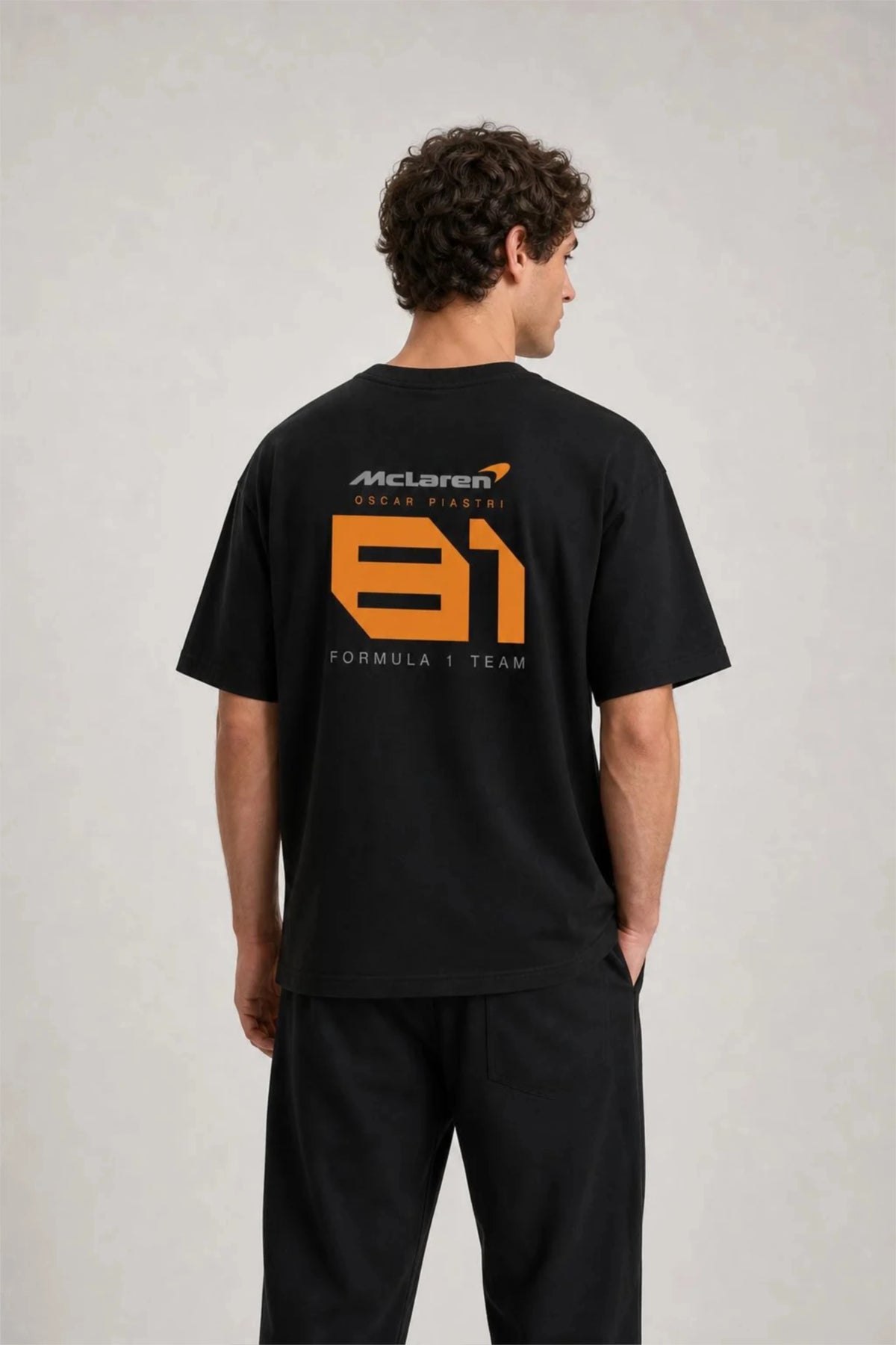 Oscar Piastri T-Shirt Oversized Fit Black 240 GSM Sustainable Cotton