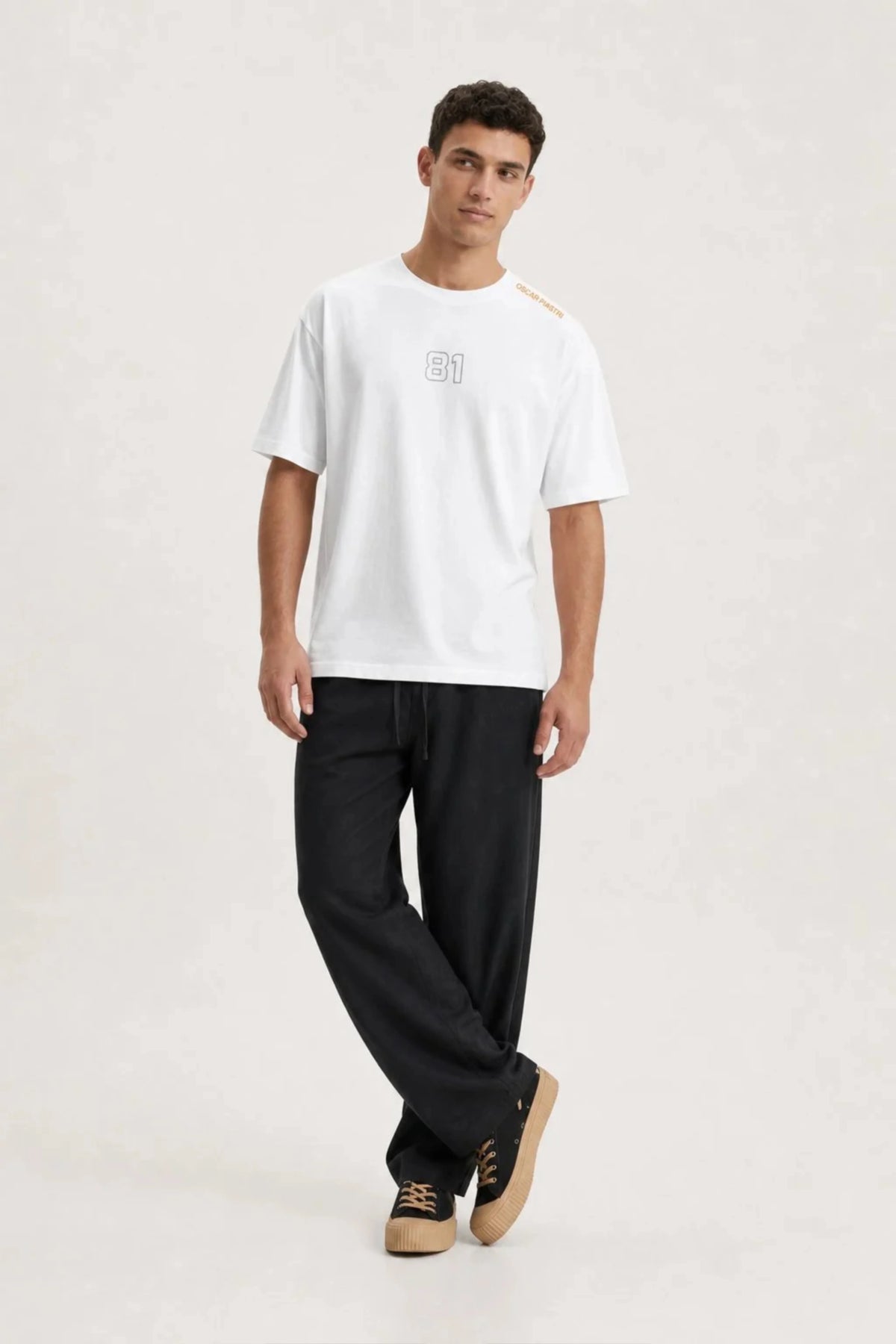 Oscar Piastri T-Shirt Oversized Fit White 240 GSM Sustainable Cotton