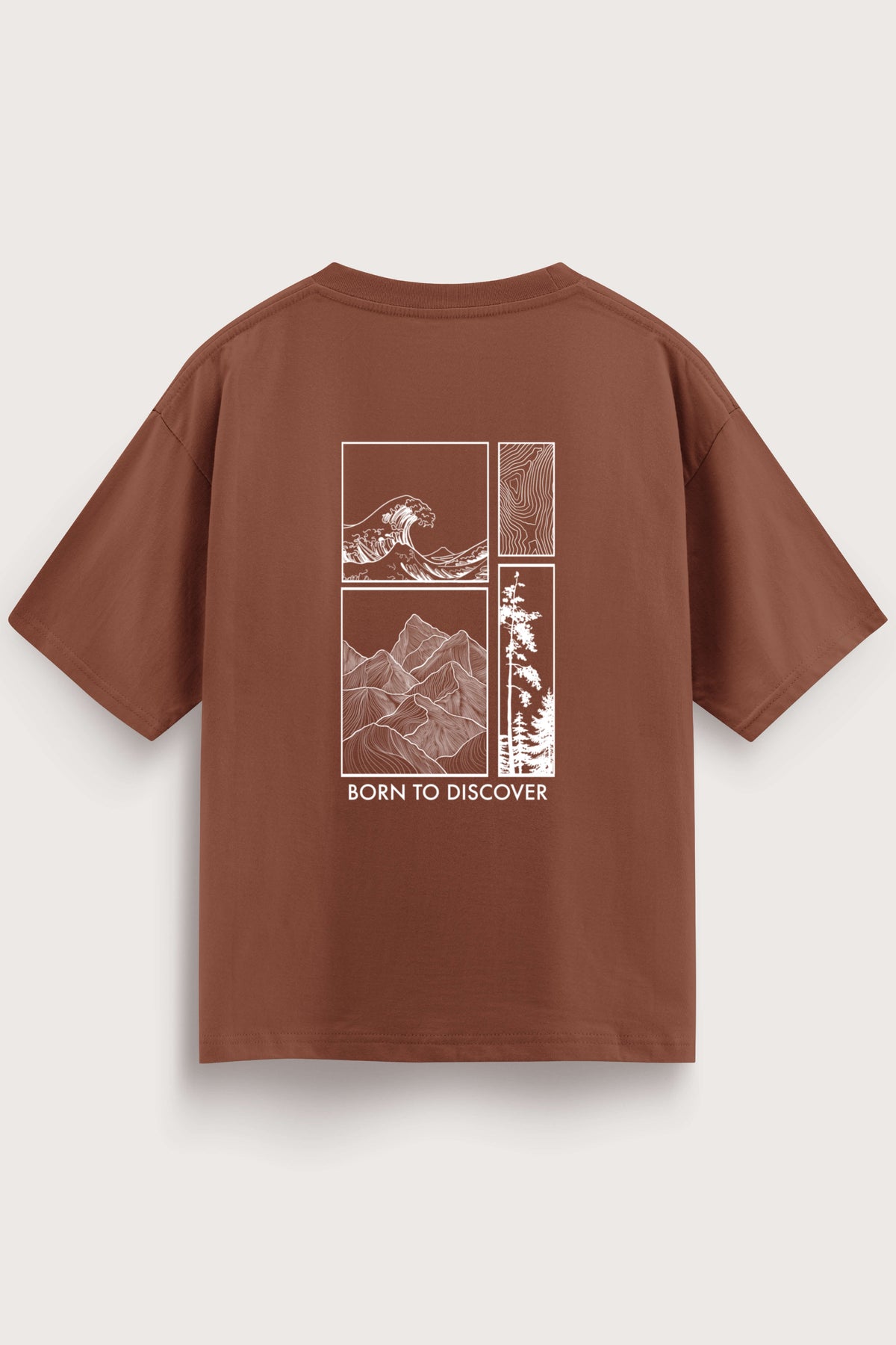 Men's Brown Born to Discover Oversized T-Shirt