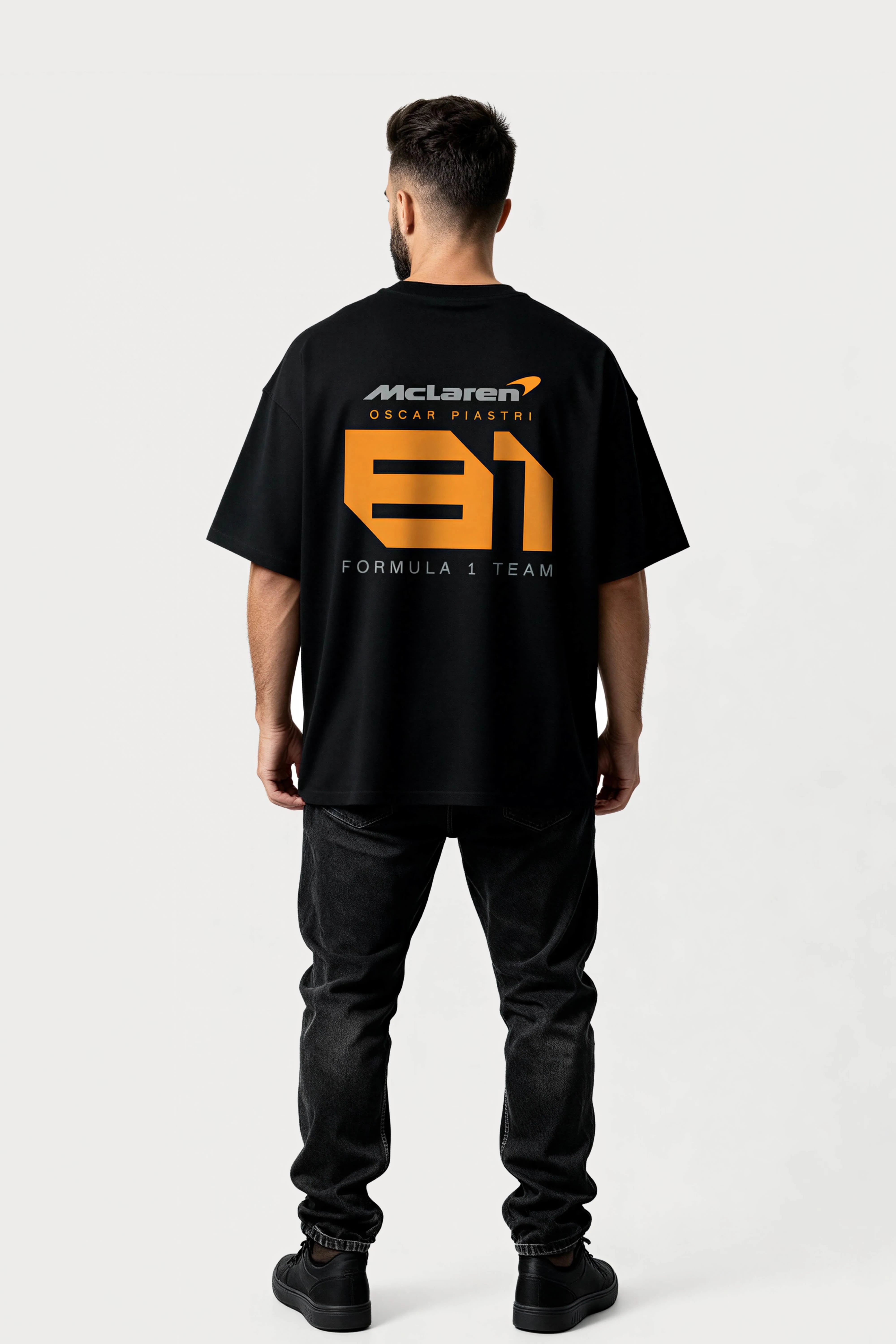 Men's Black Oscar Piastri Oversized T-Shirt