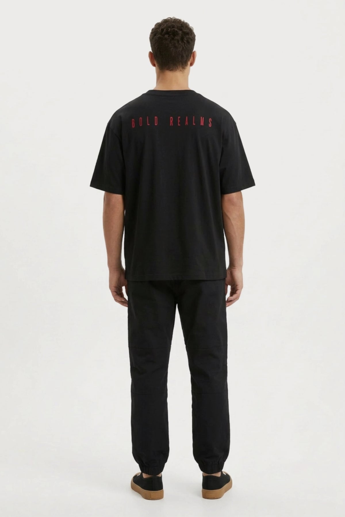 Men's Black Bold Realms Oversized T-Shirt