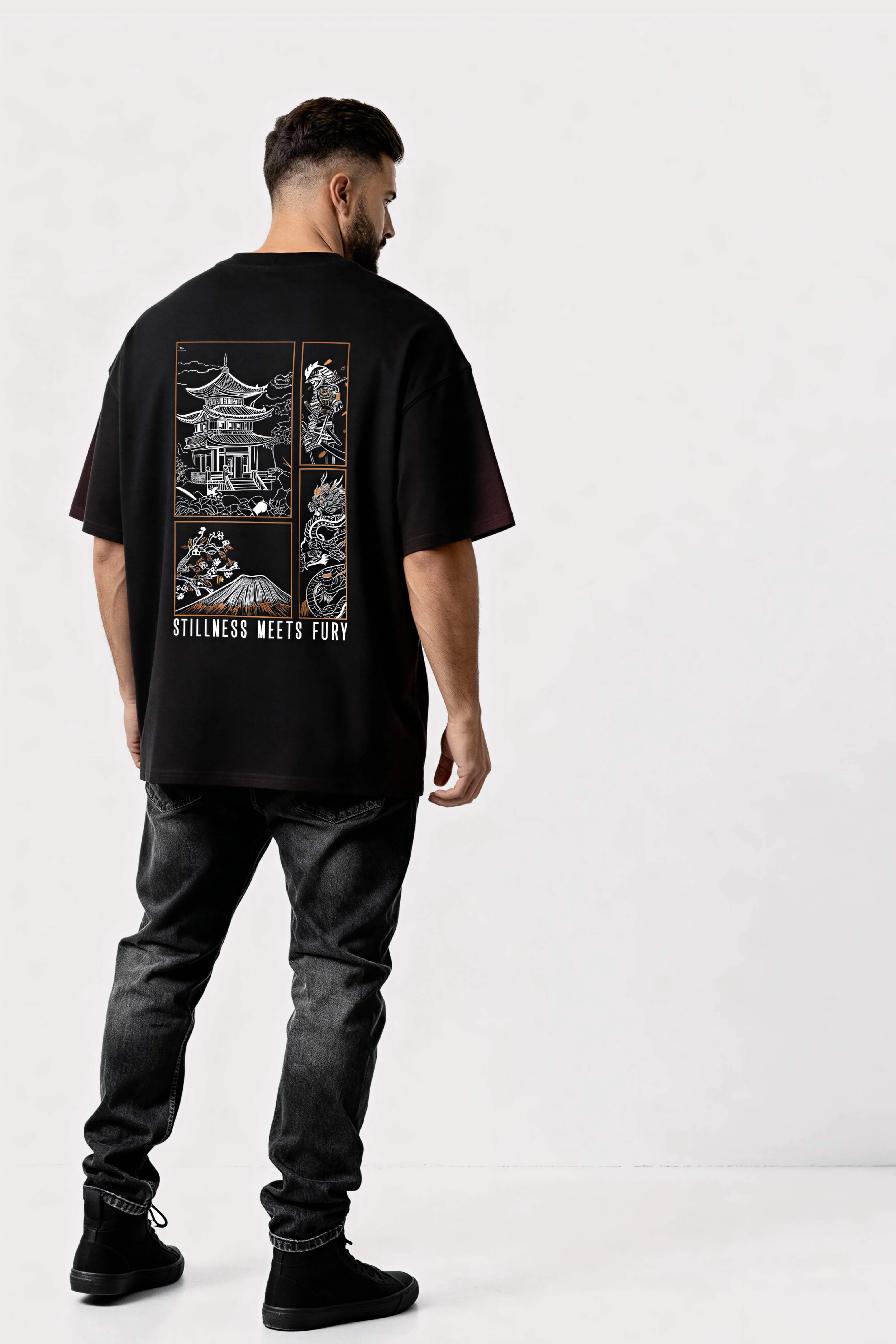 Men's Black Fury Oversized T-Shirt