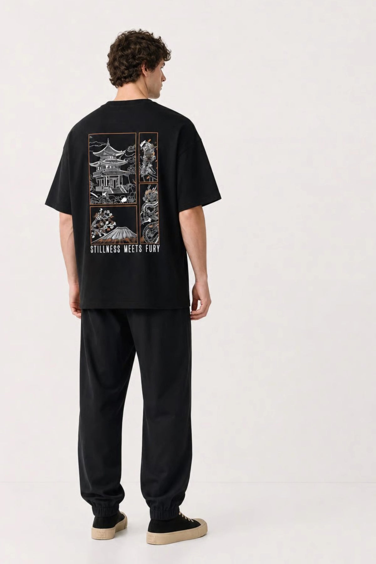 Men's Black Fury Oversized T-Shirt