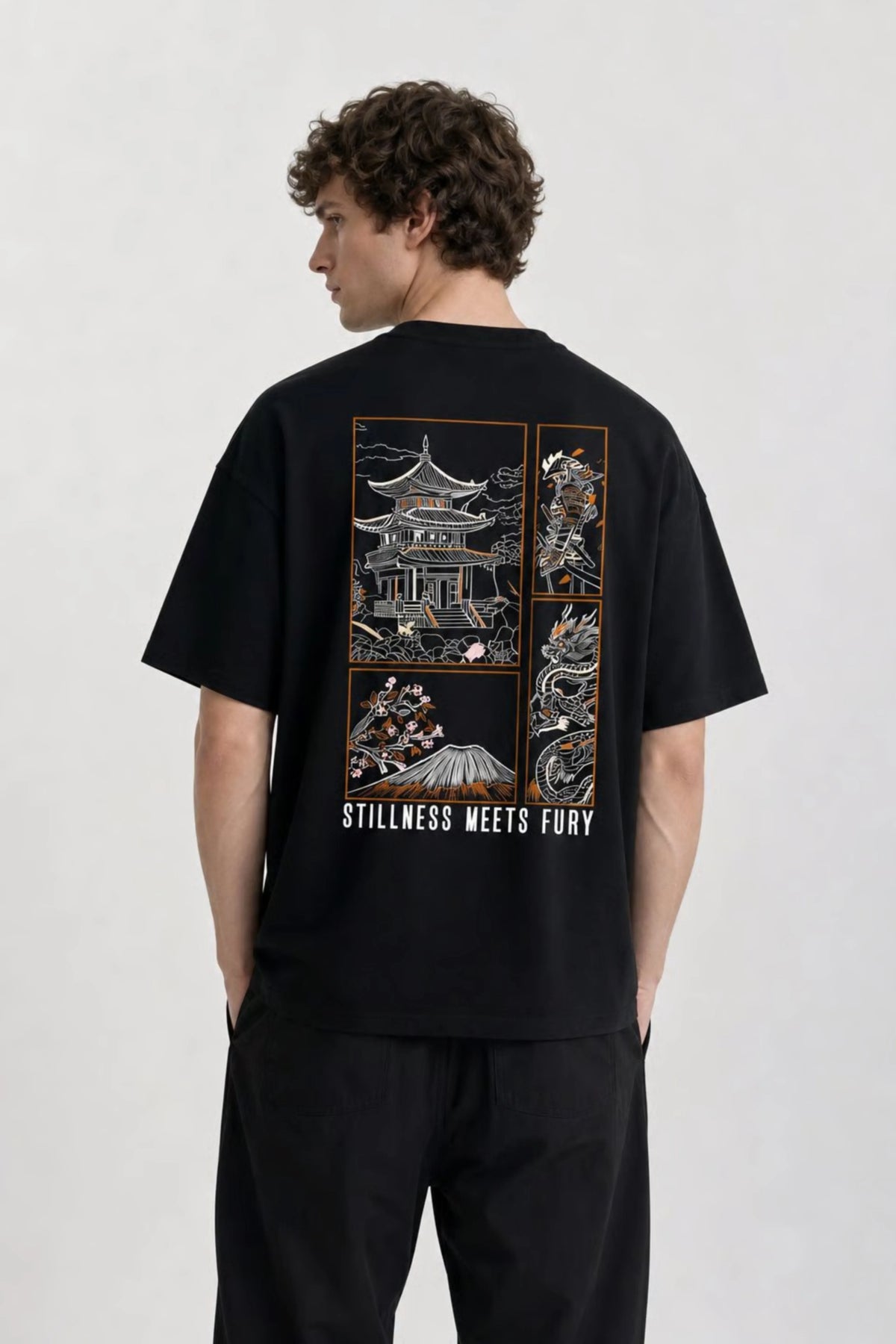 Men's Black Fury Oversized T-Shirt
