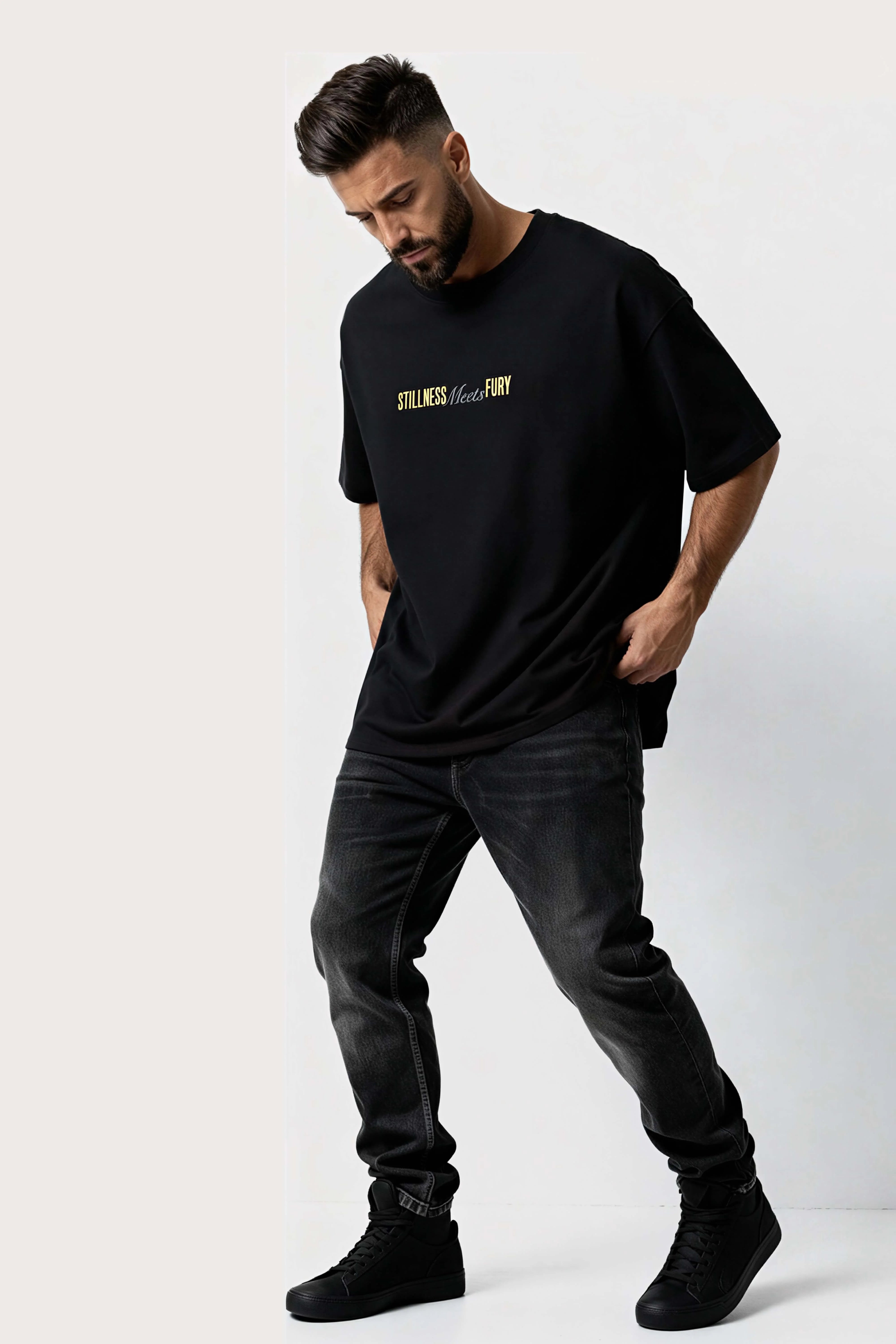 Men's Black Fury Oversized T-Shirt