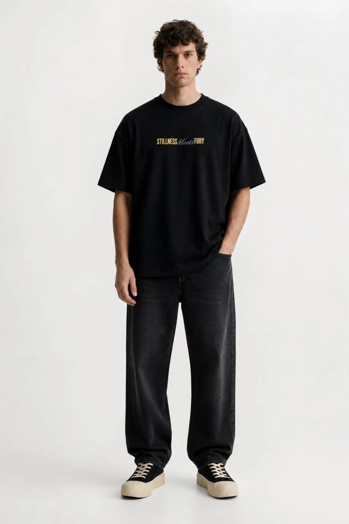 Men's Black Fury Oversized T-Shirt