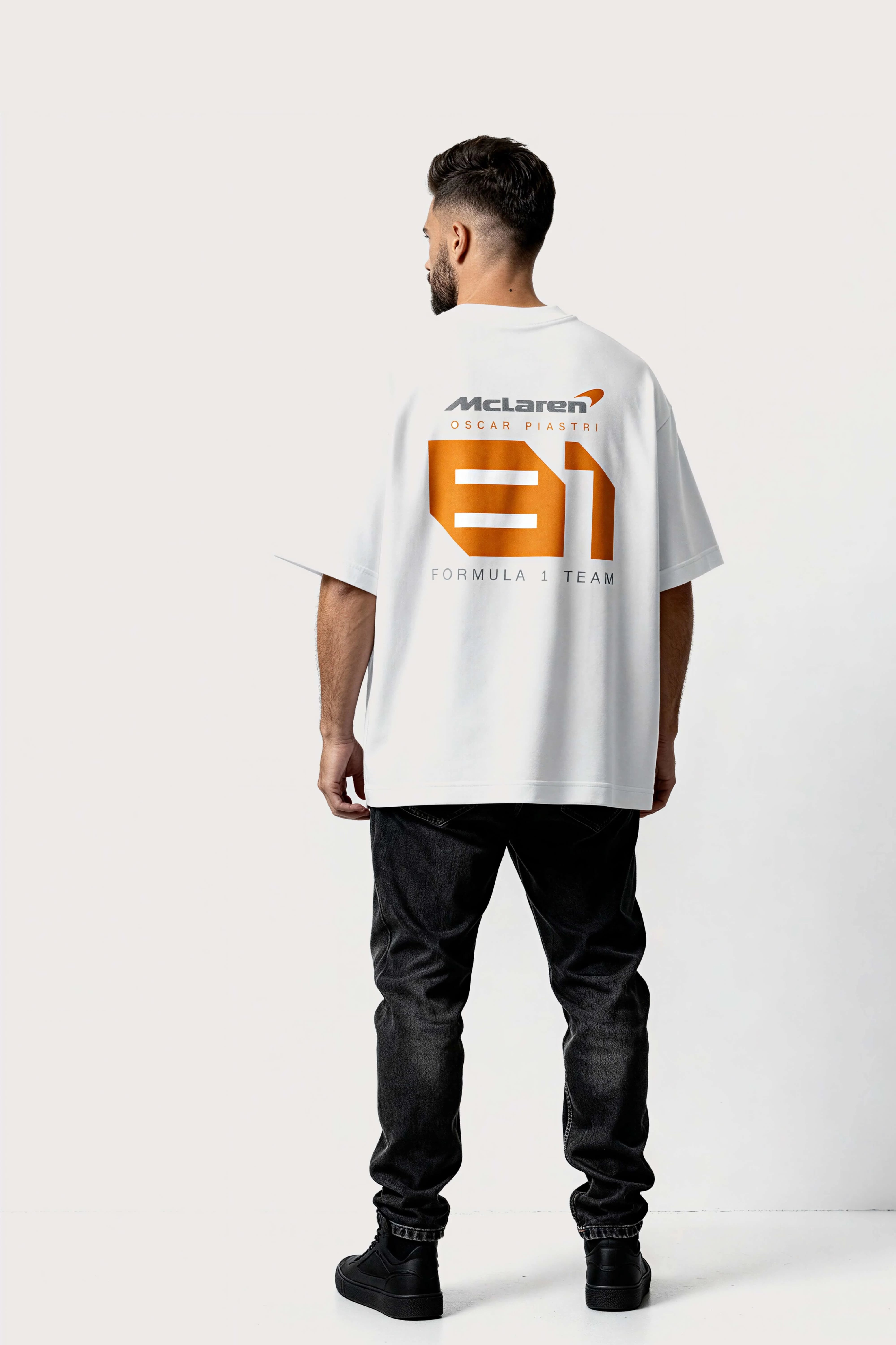 Men's White Oscar Piastri Oversized T-Shirt