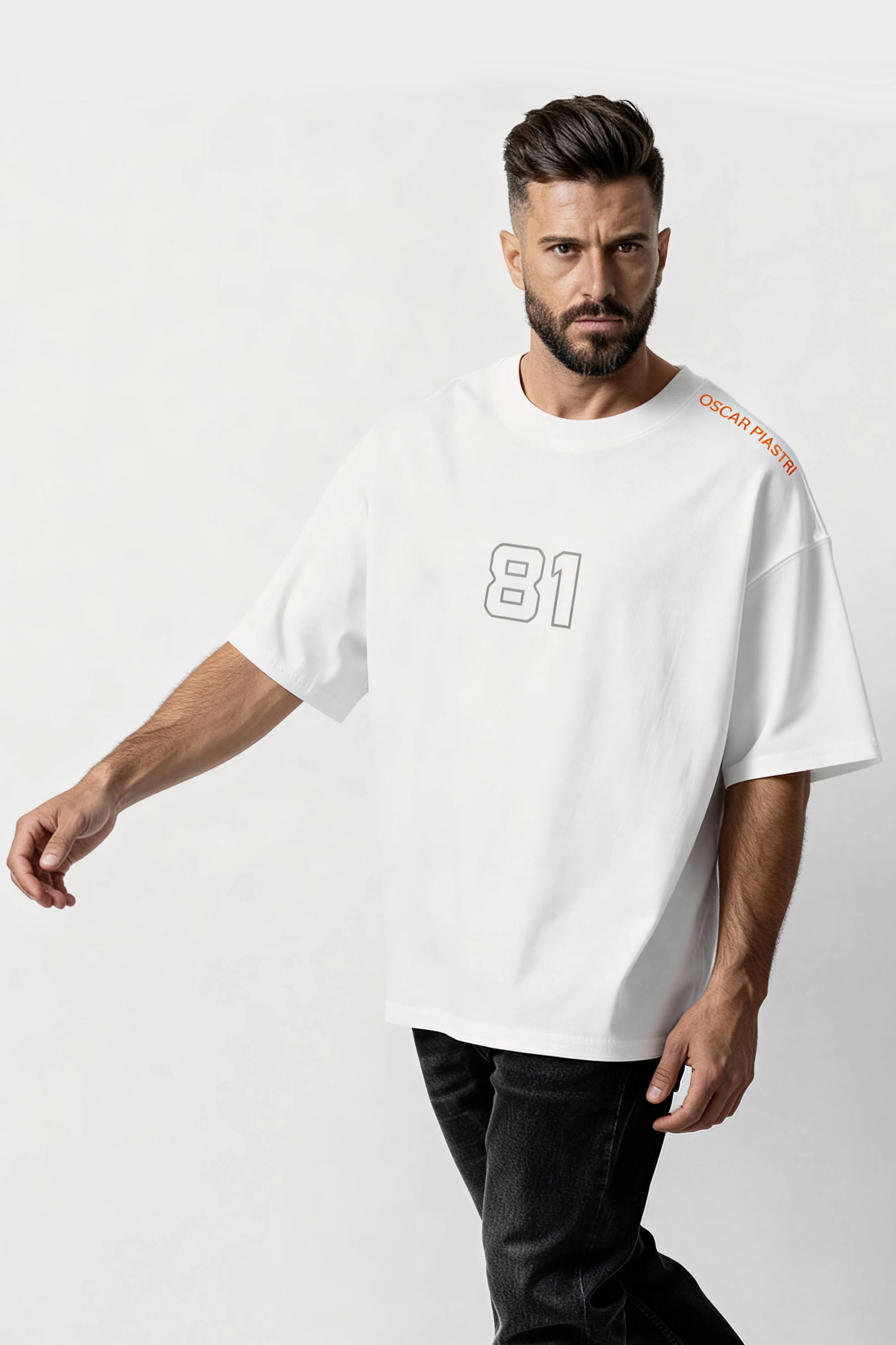 Men's White Oscar Piastri Oversized T-Shirt