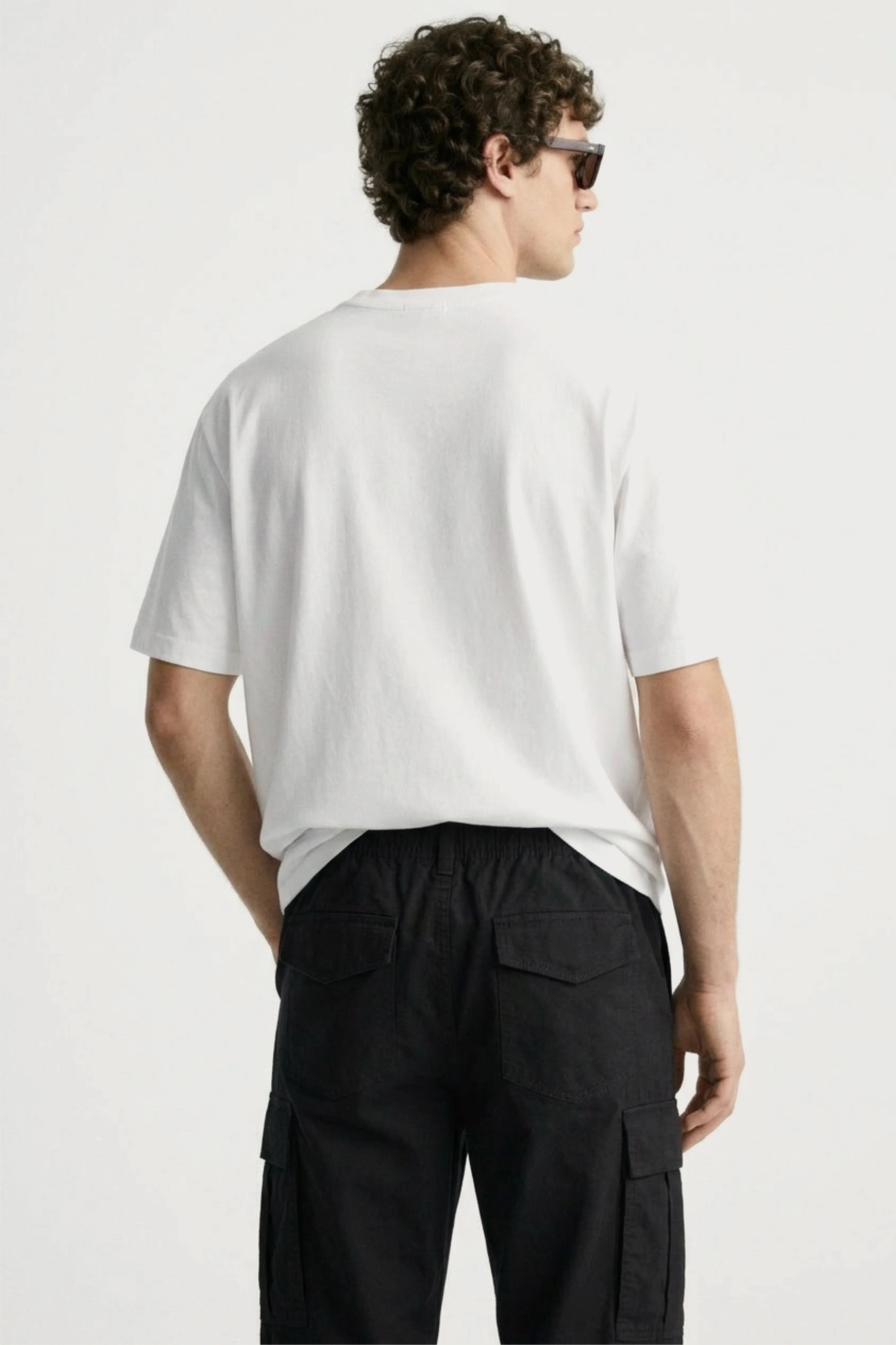 Men’s black loosefit twill cotton cargo pants