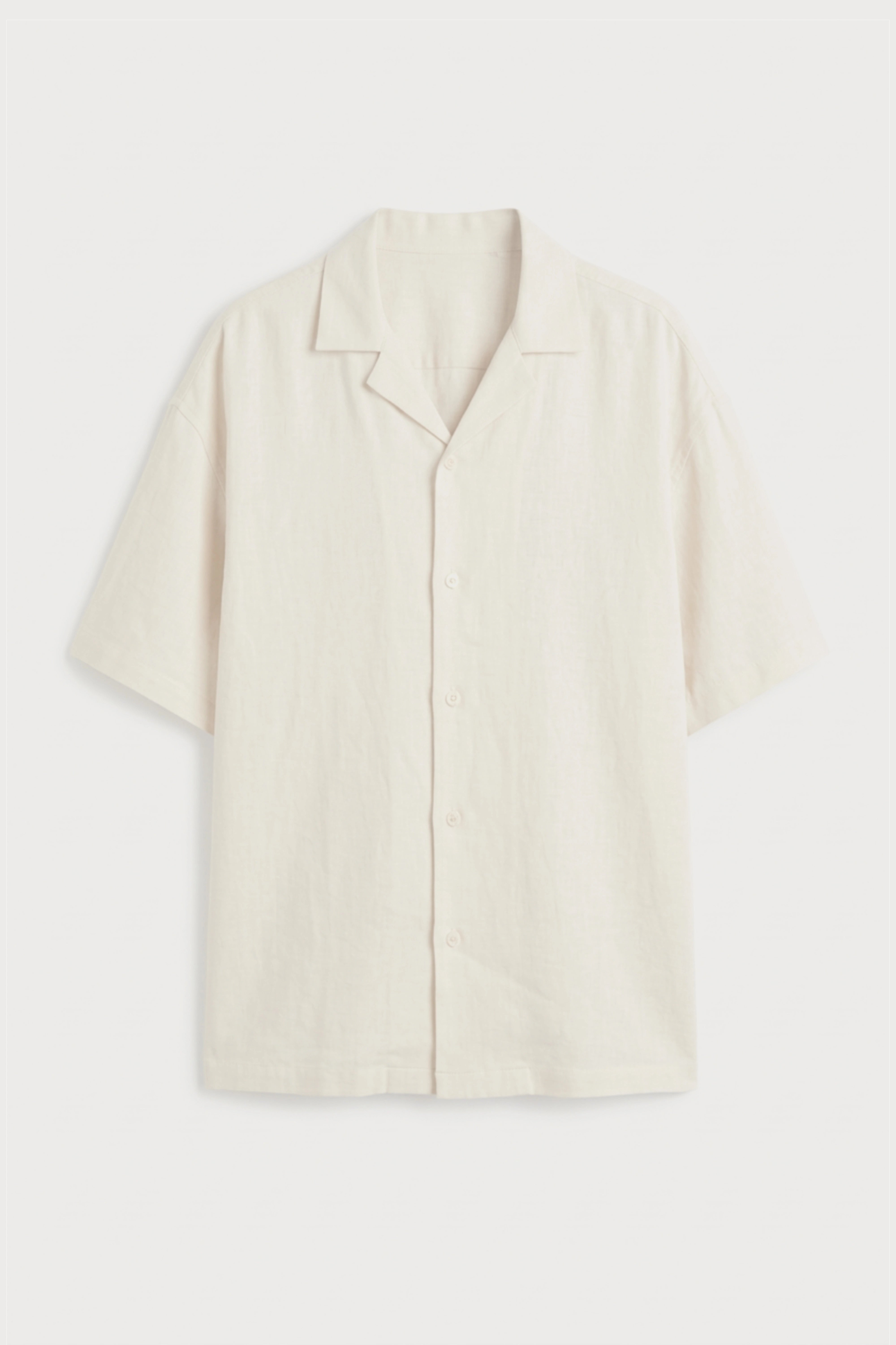 Men’s off white loosefit camp collar cotton shirt