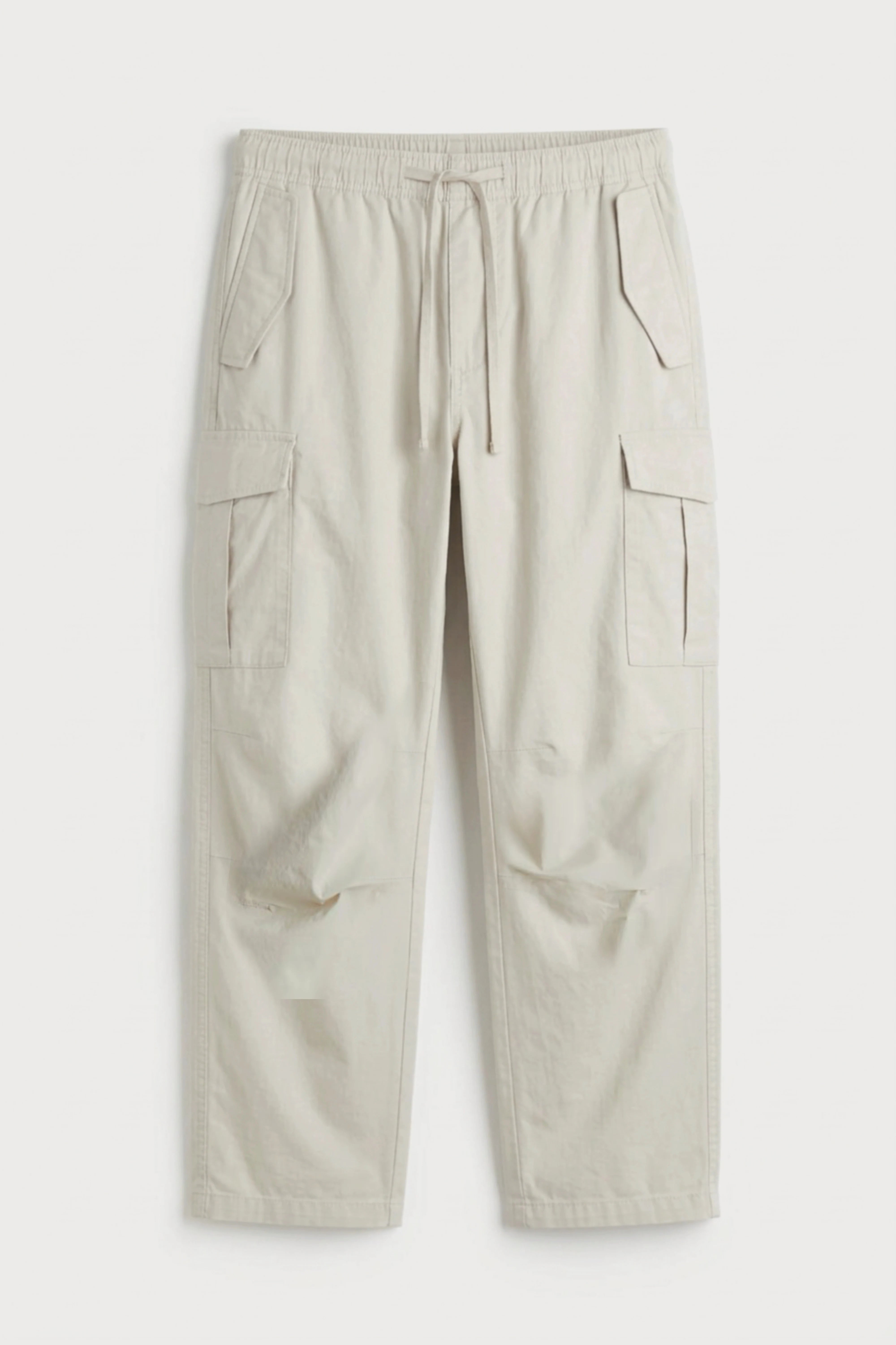 Men’s off white loosefit twill cotton cargo pants