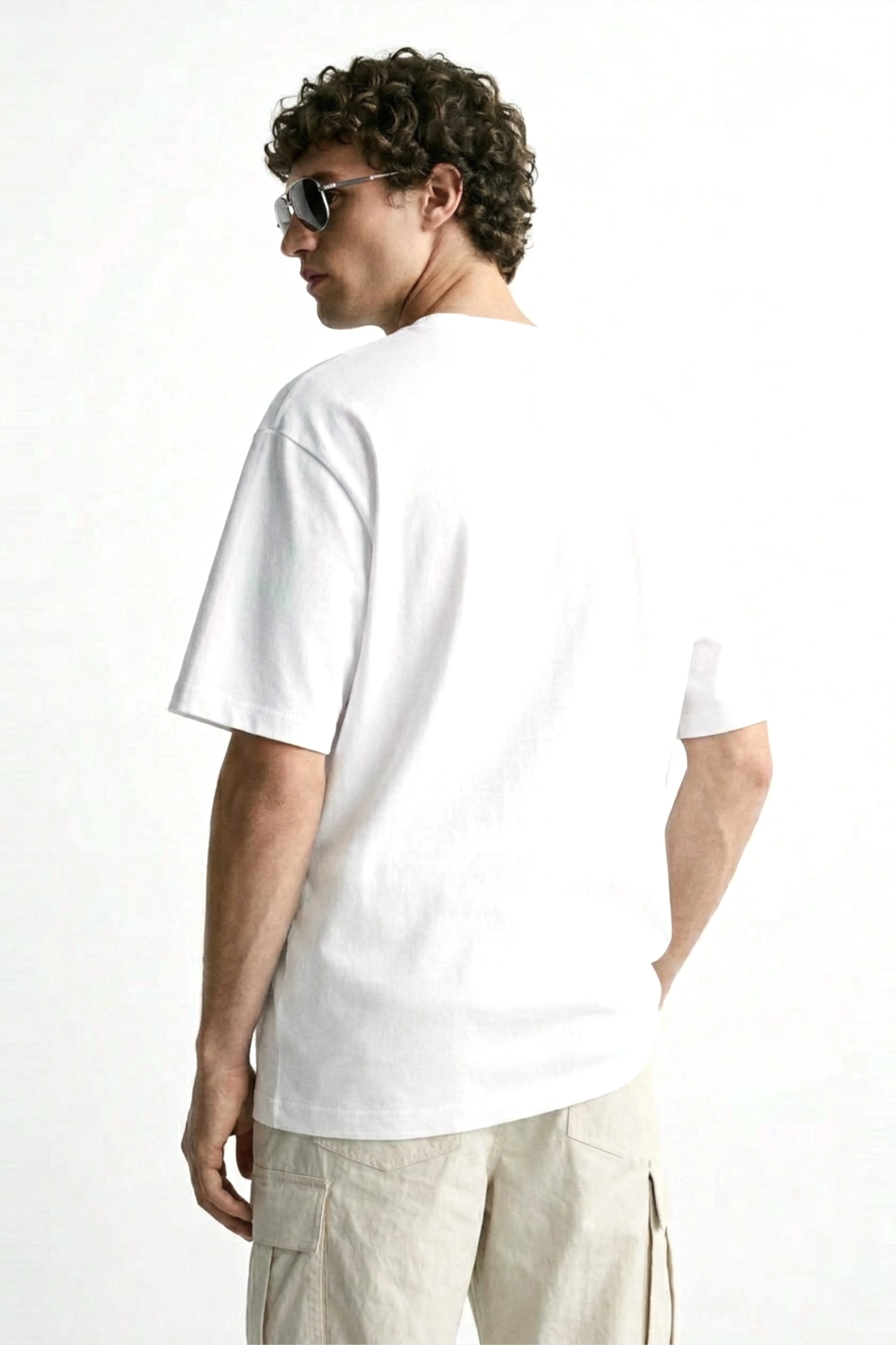 Men’s off white loosefit twill cotton cargo pants