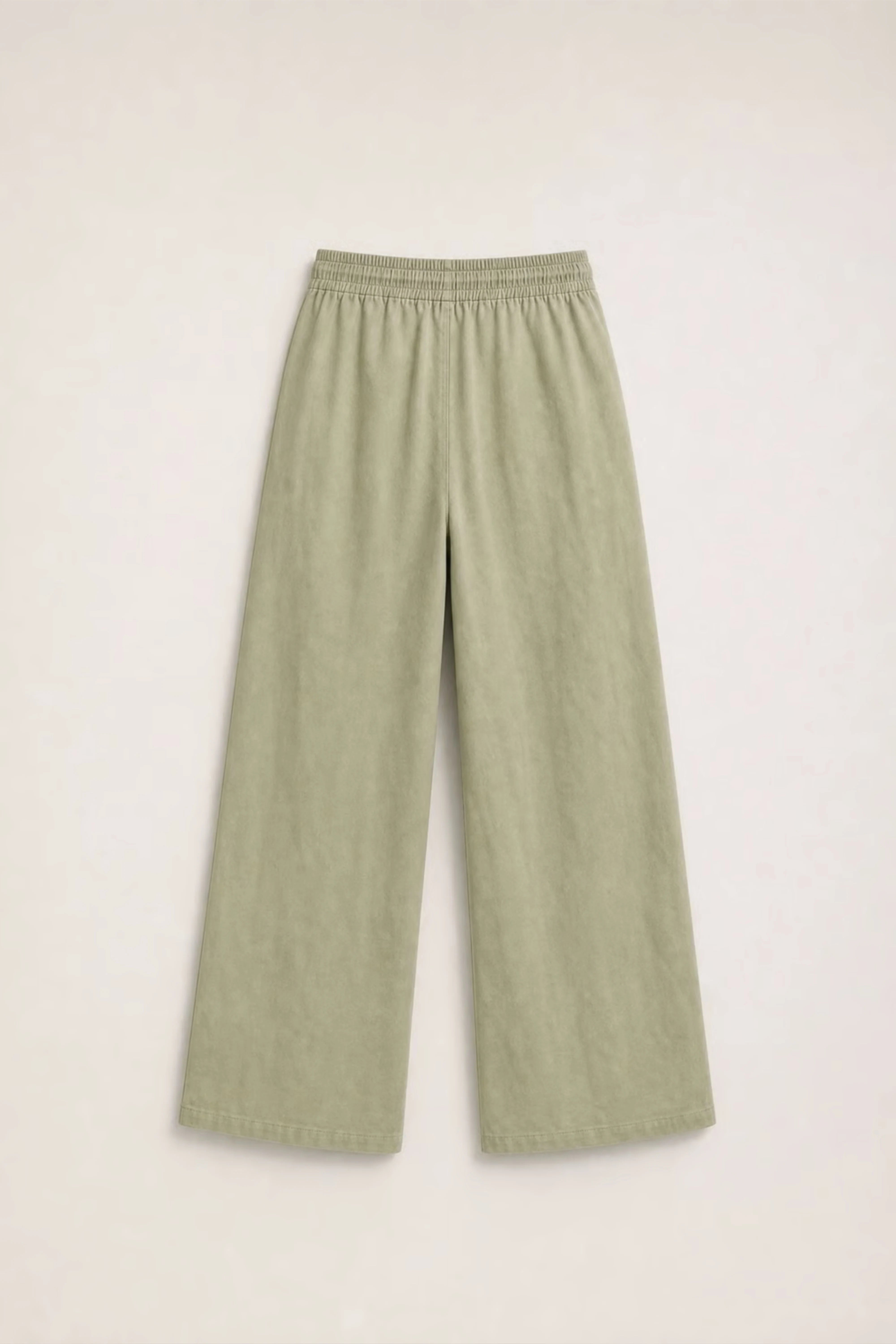 WOMEN'S LICHEN GREEN LOOSE-FIT COTTON TROUSER
