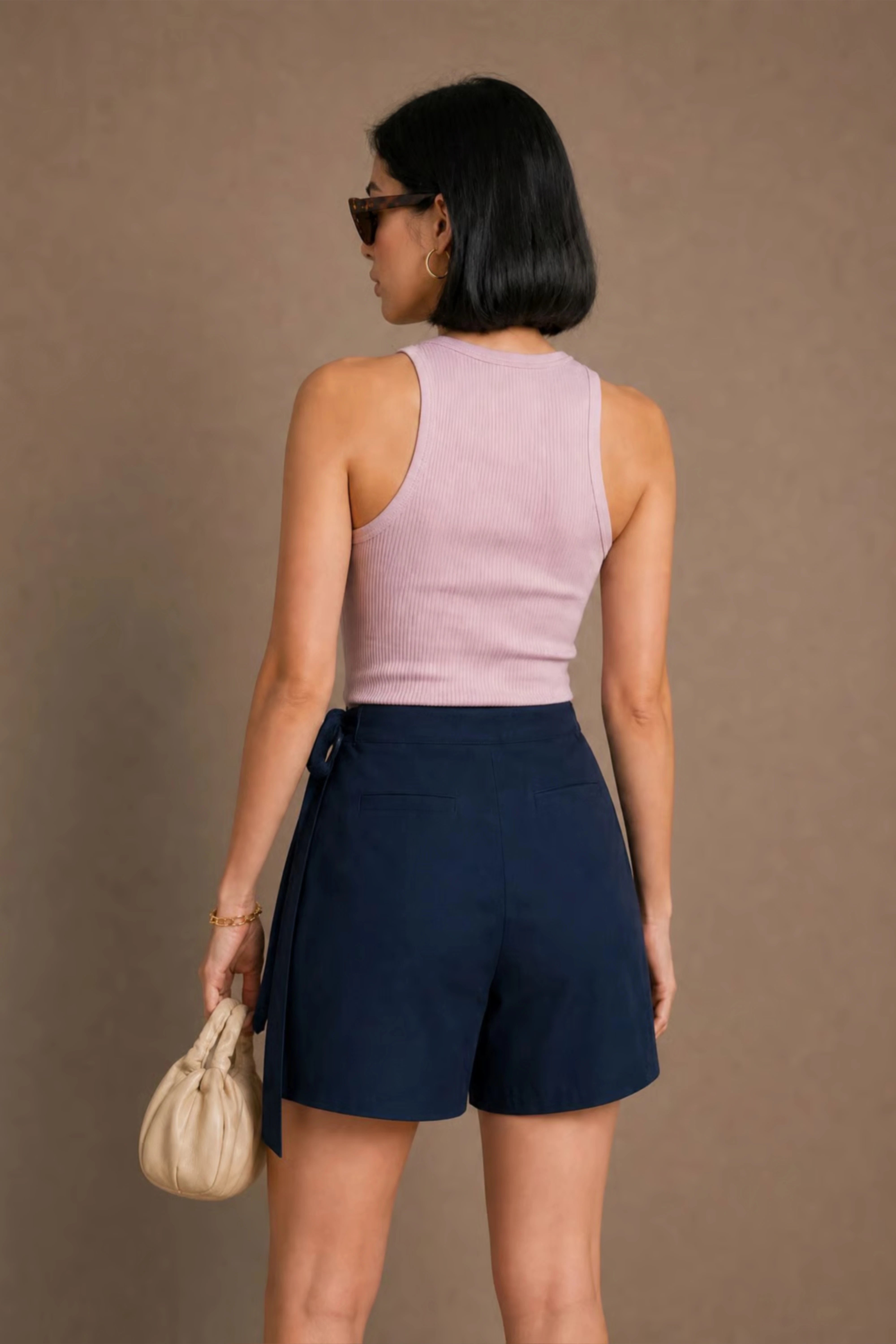 WOMEN'S NAVY BLUE WRAP Mini SKORT WITH SIDE TIE