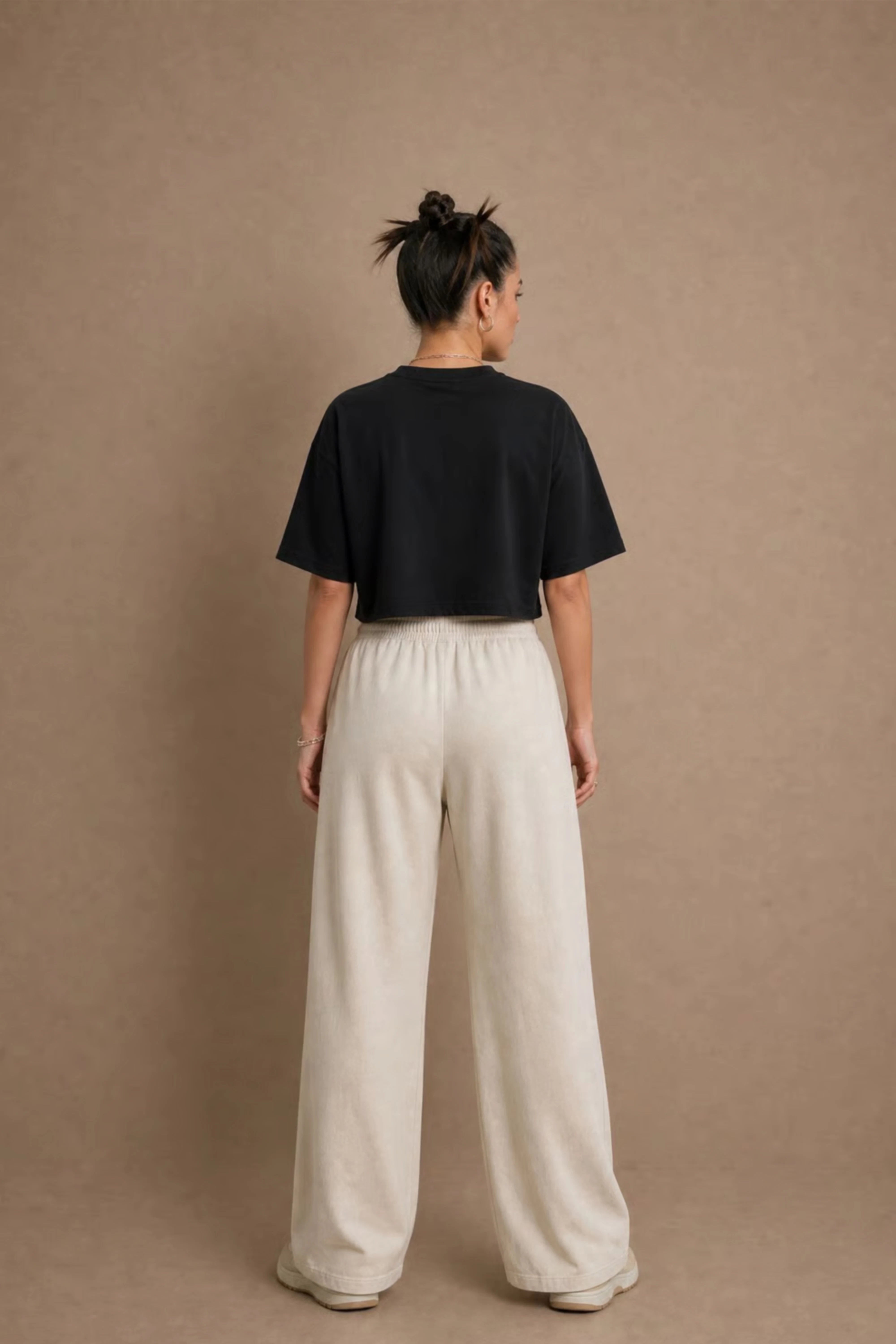 WOMEN'S OFF WHITE LOOSE-FIT COTTON TROUSER