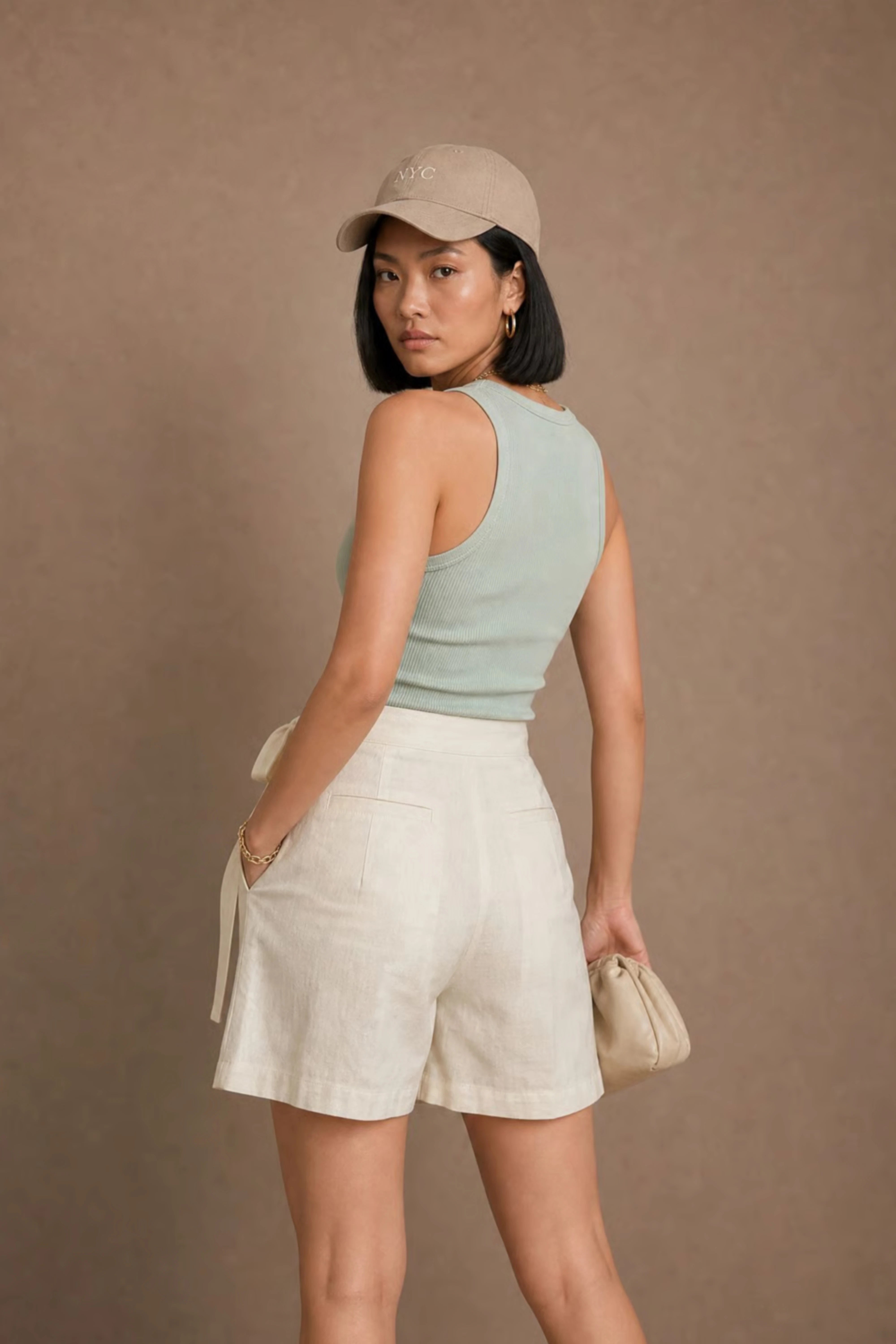 WOMEN'S OFF WHITE WRAP Mini SKORT WITH SIDE TIE