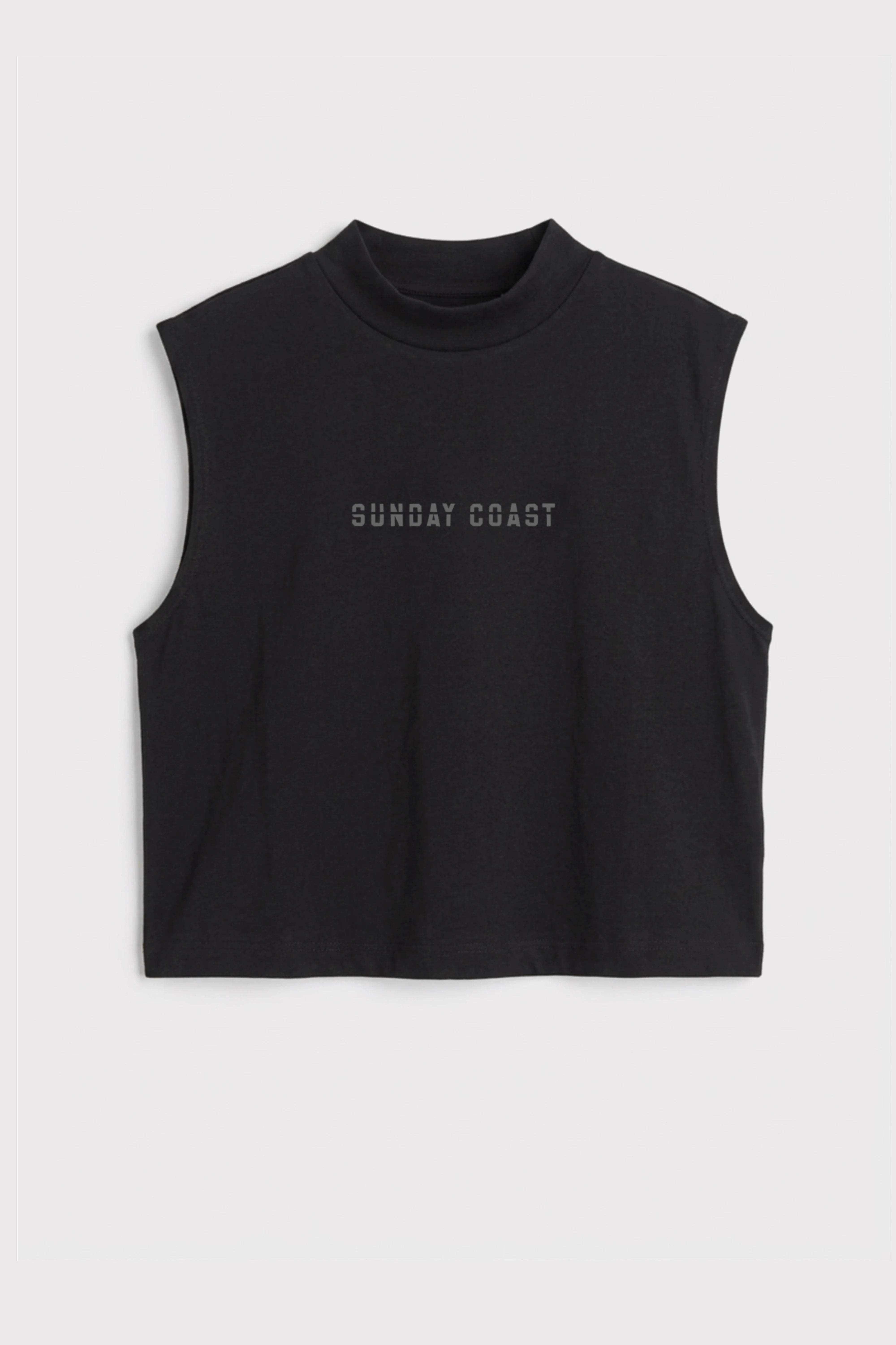Women's Black sleeveless Sunday coast Cotton Crop Top