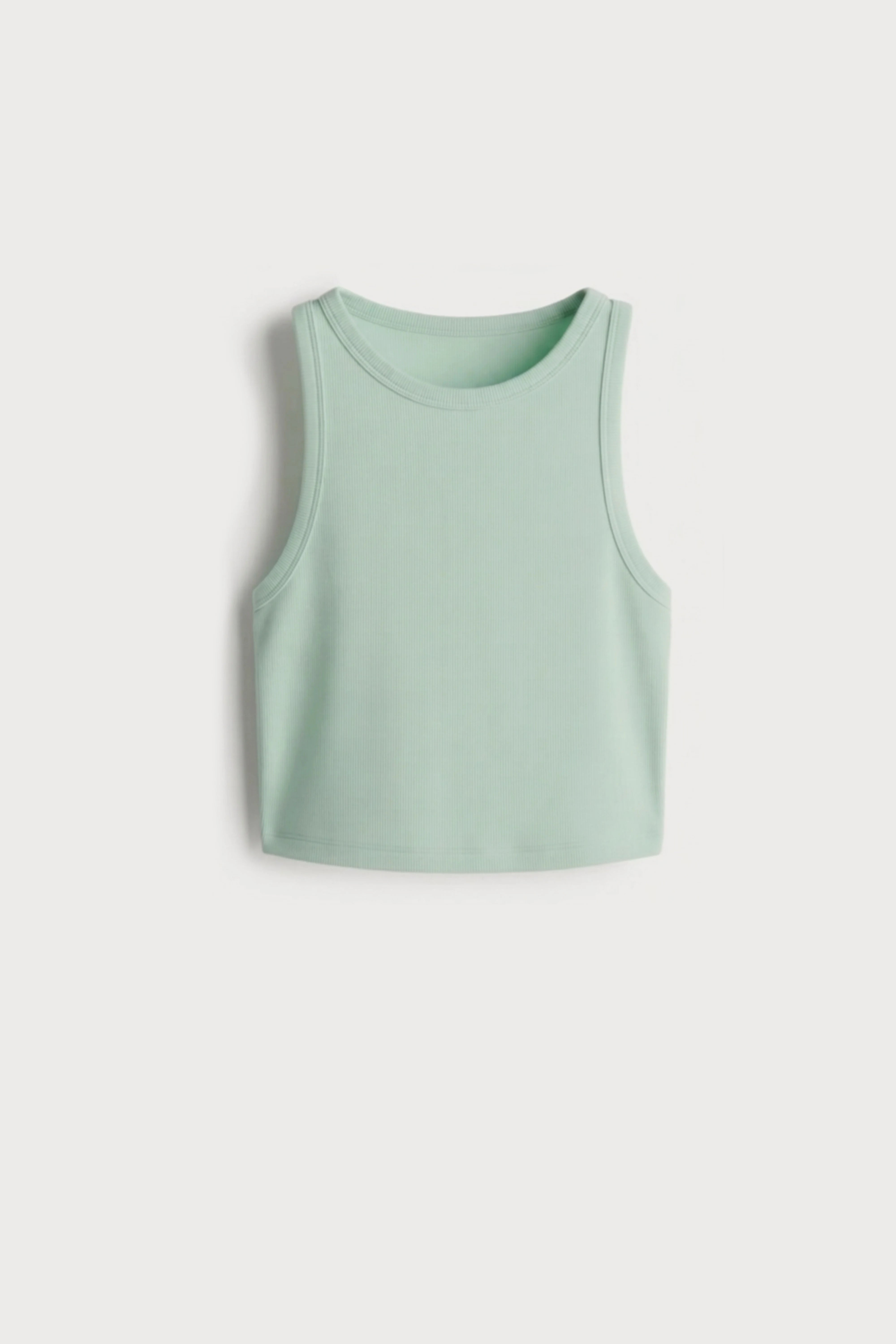 Women's Mint Green sleeveless ribbed cotton crop top