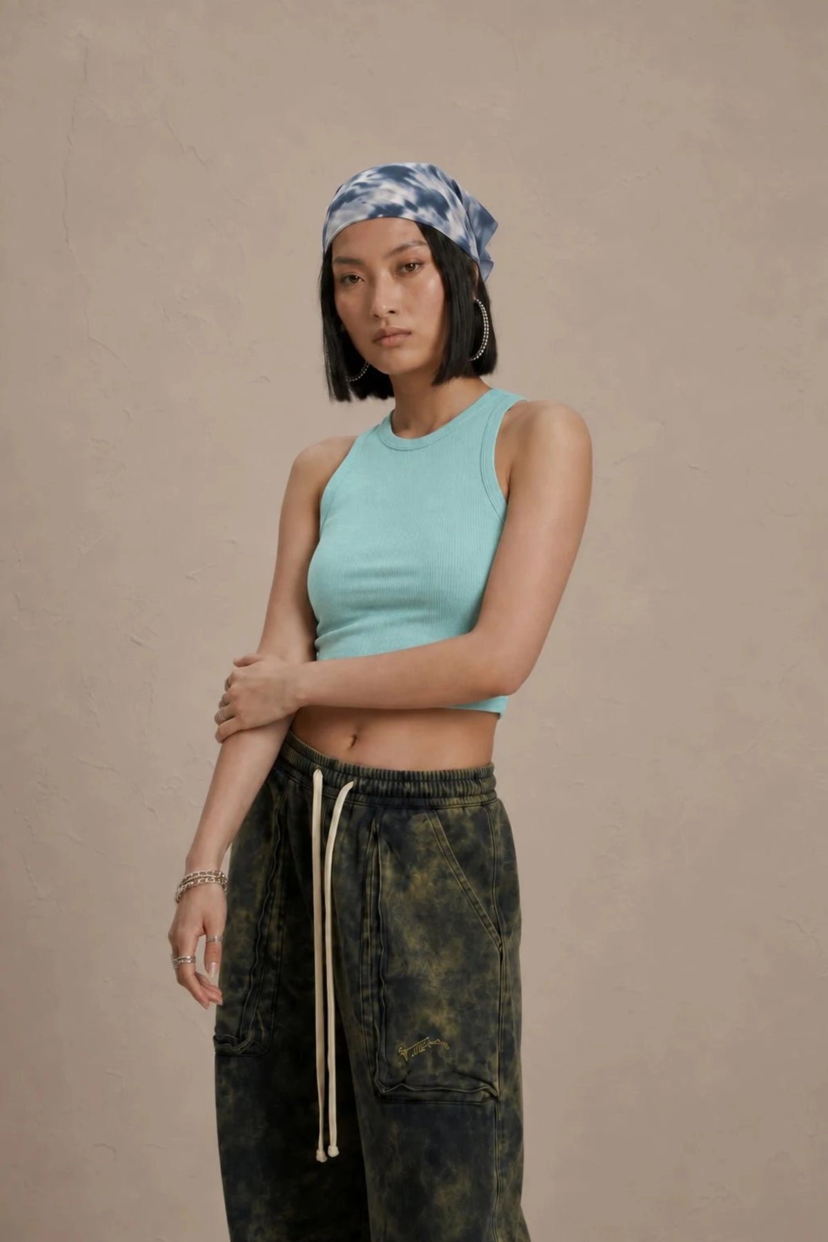 Women's Mint Green sleeveless ribbed cotton crop top