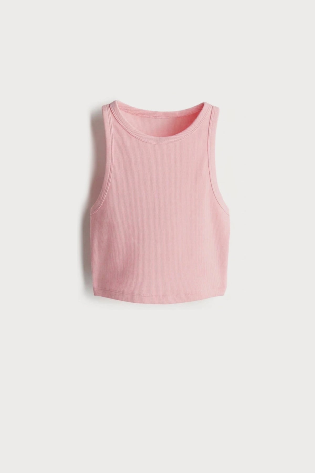 Women's Pink sleeveless ribbed cotton crop top