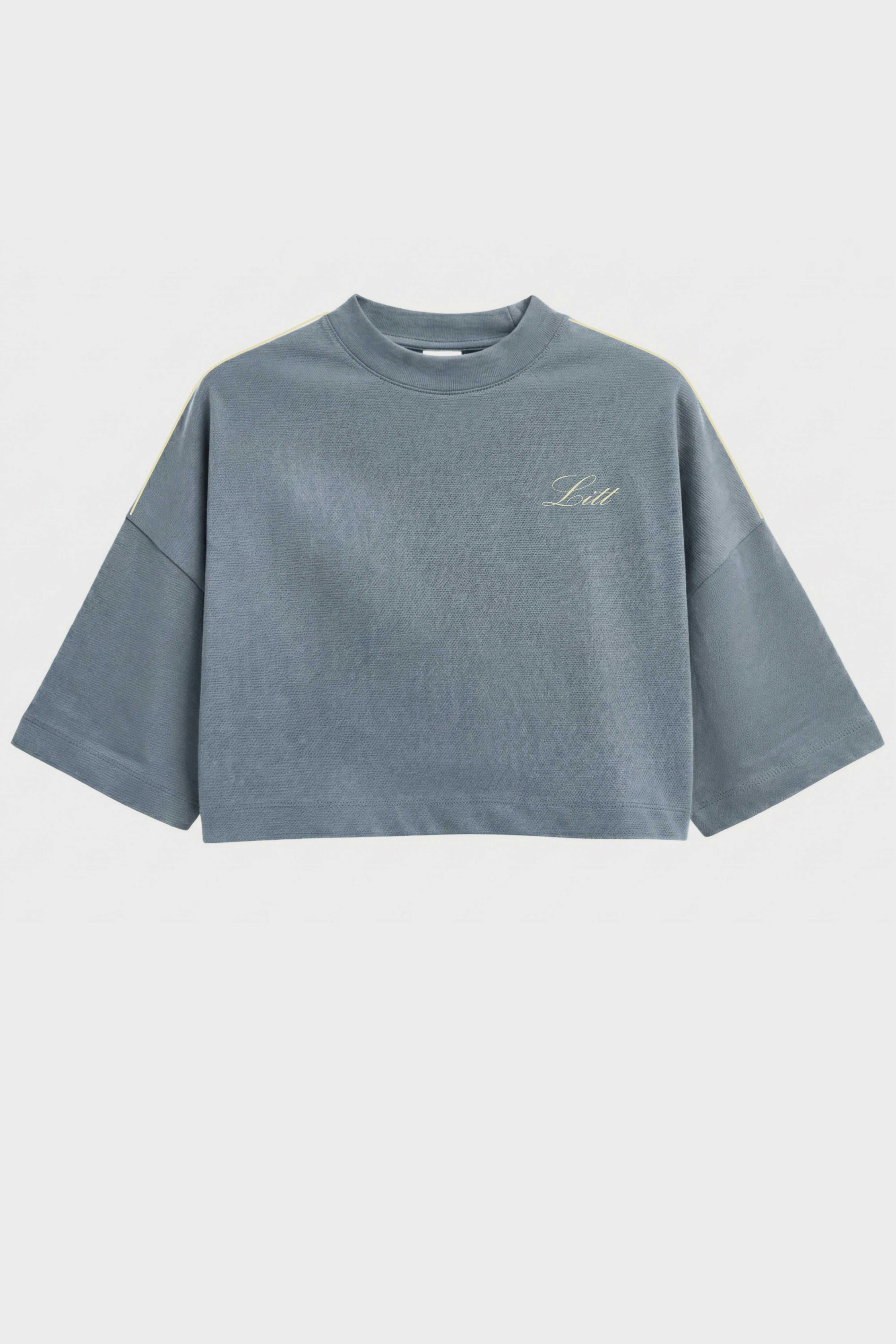 Women's Slate Blue drop shoulder Litt cotton Crop Top