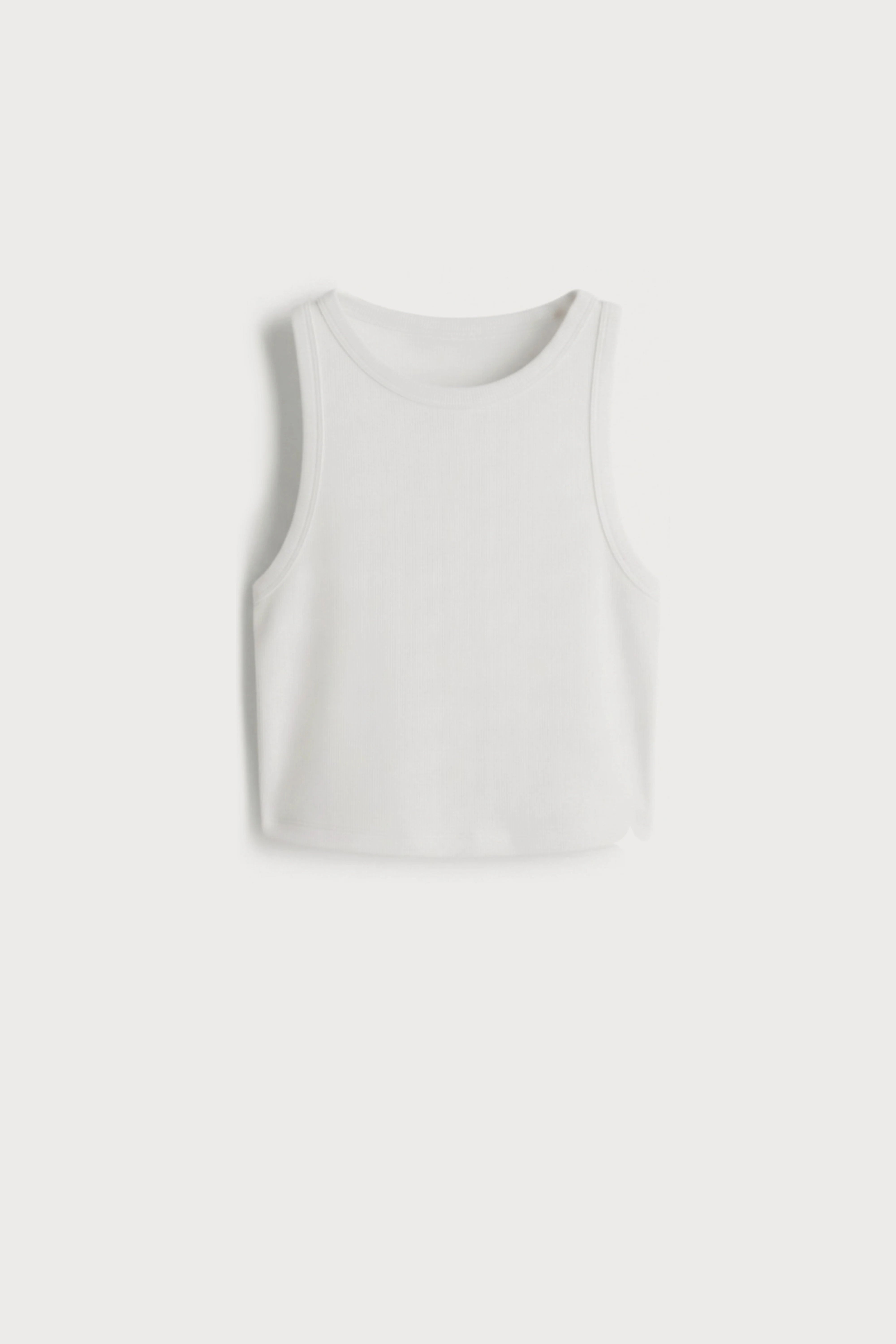 Women's White sleeveless ribbed cotton crop top