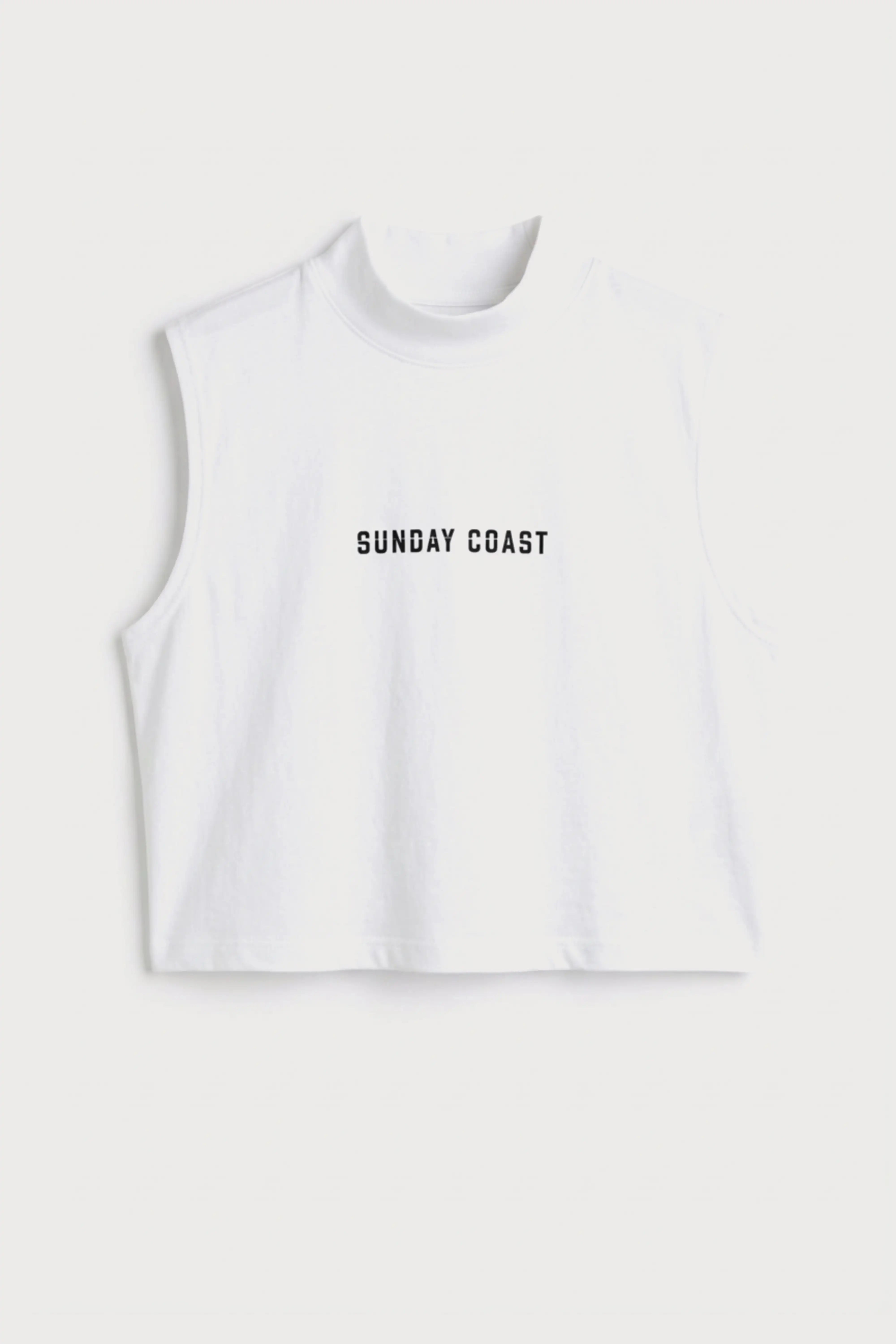 Women's White sleeveless Sunday coast Cotton Crop Top