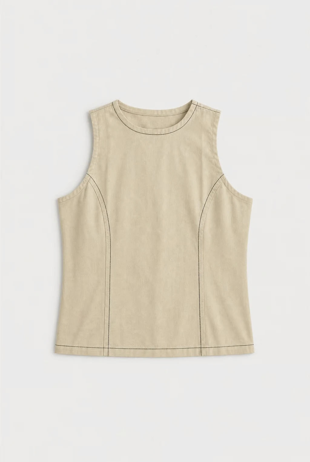Women's Lichen Green High-neck Seamed Halter Top