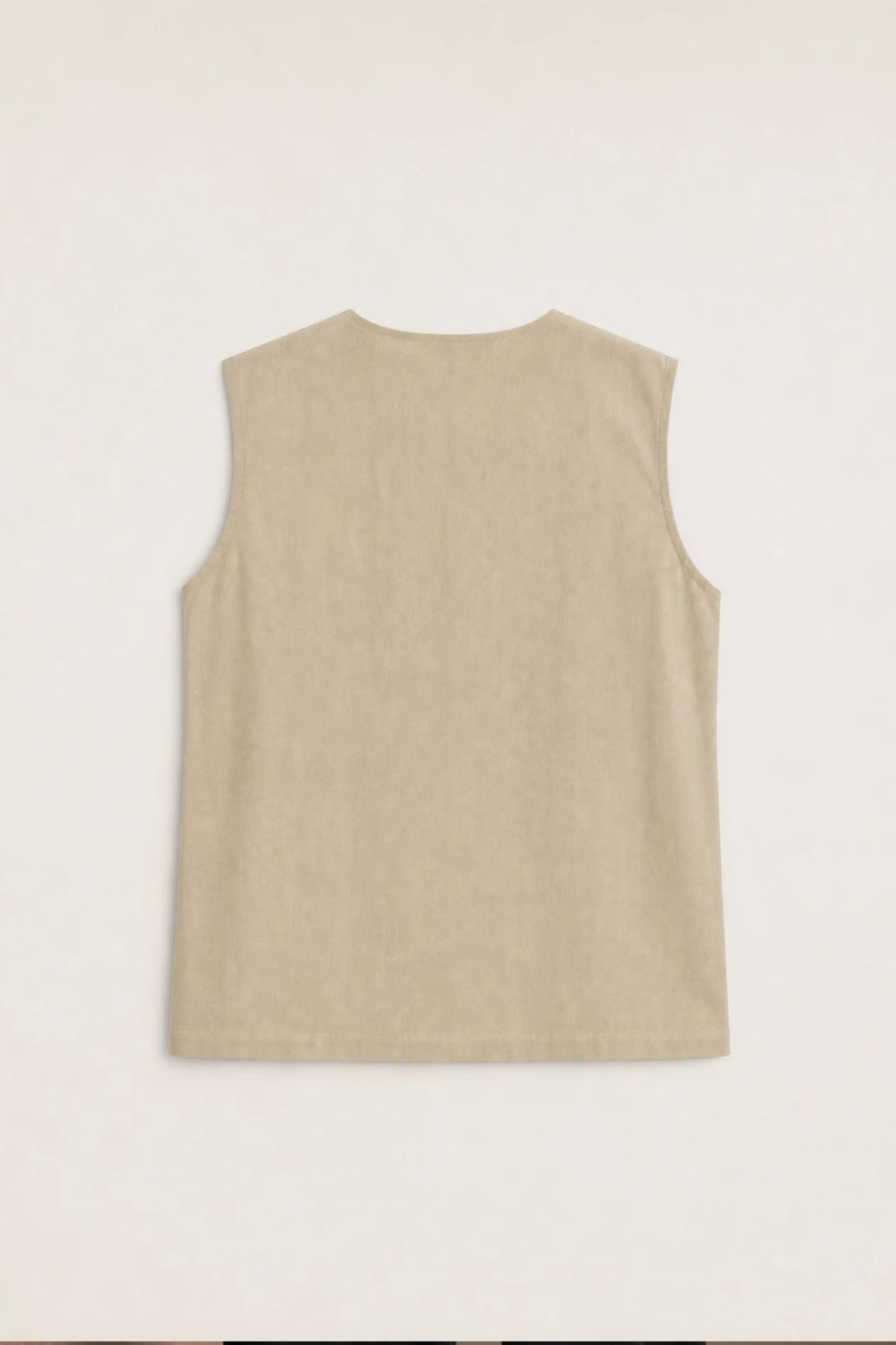 Women's Off White Chic V-neck Sleeveless Top