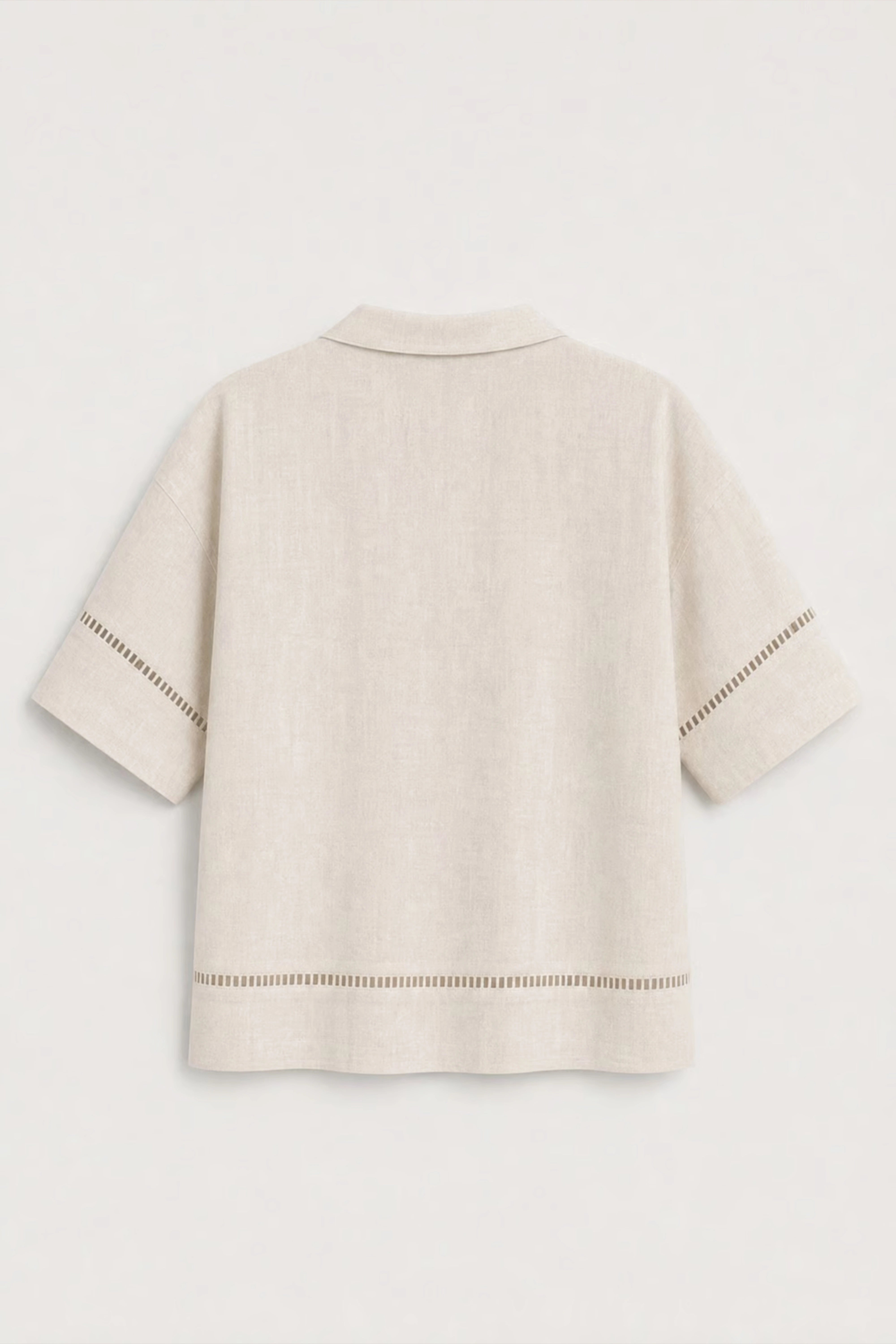 Women's Off White Ladder-trim Polo Top