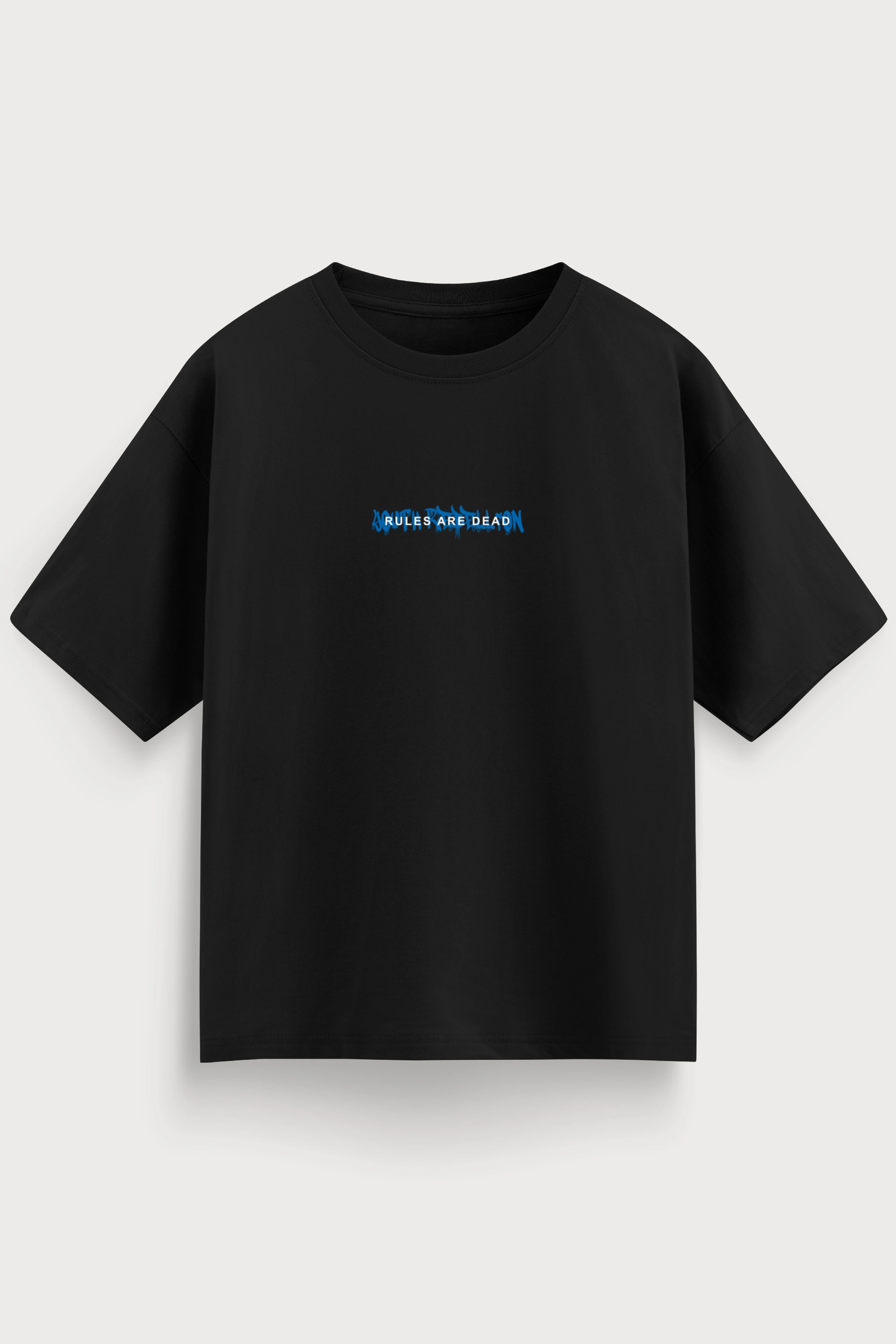 men-RelaxedFit-black-tshirt-Youth-rebellion-front