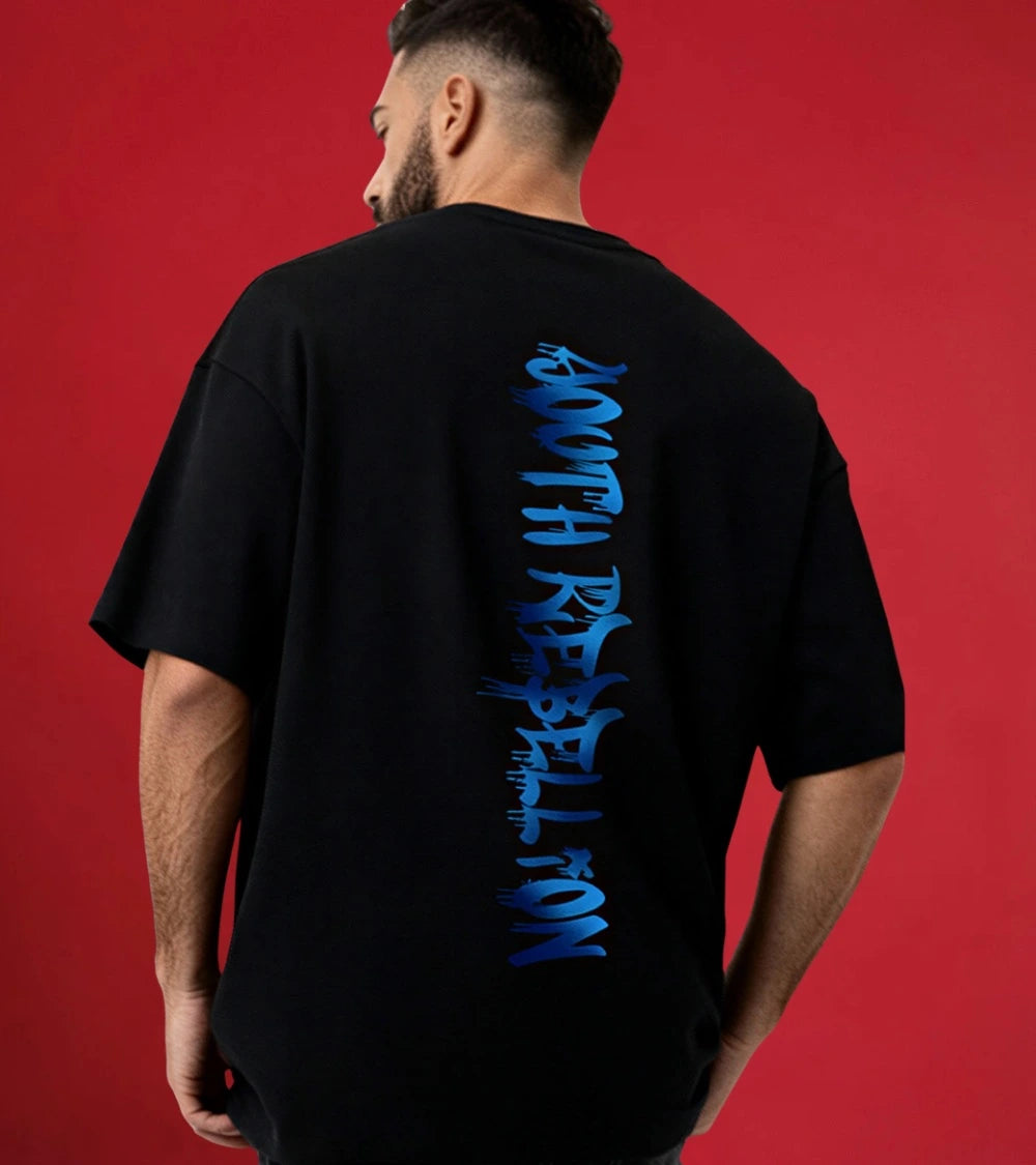 men relaxed fit black t-shirt back side view