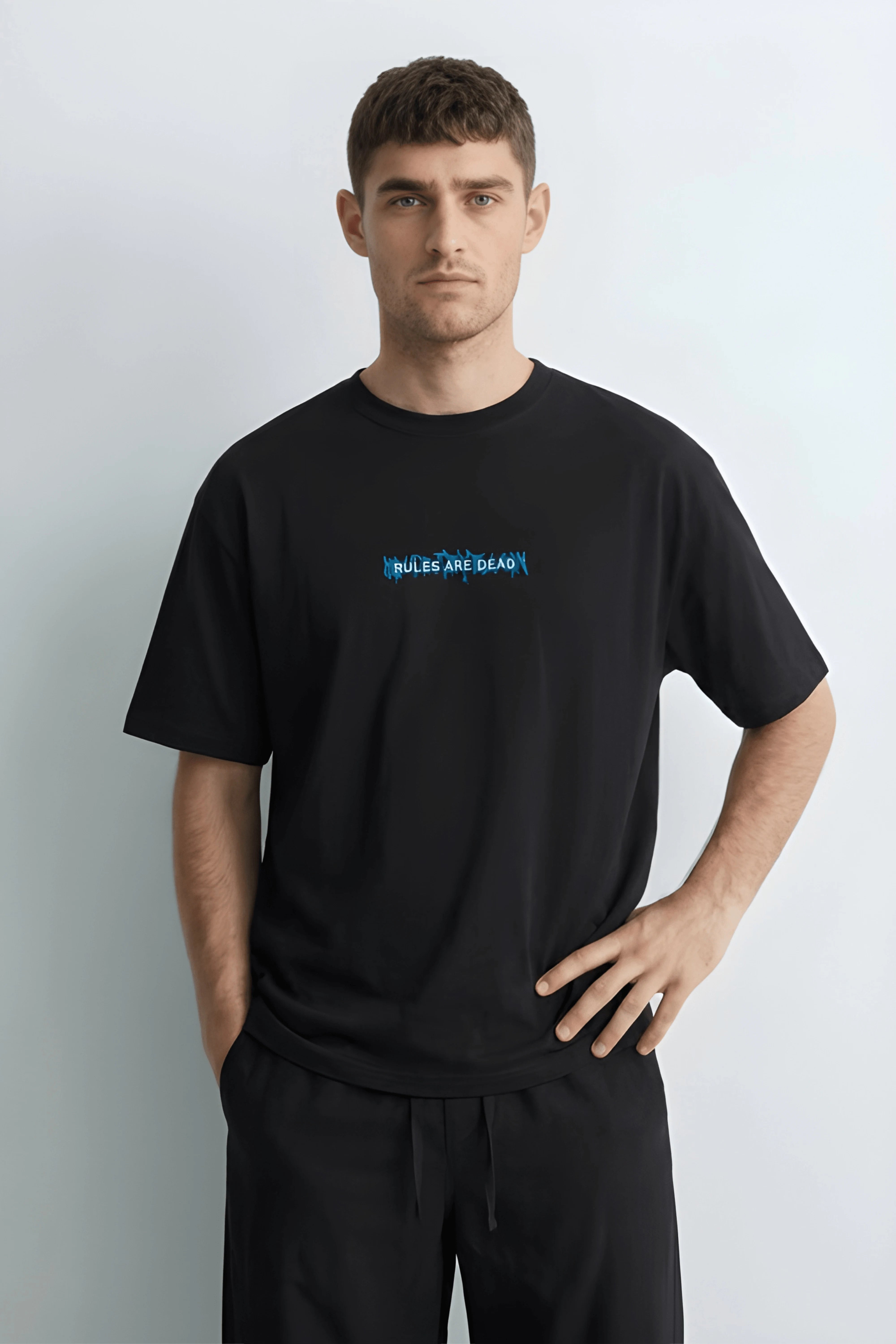 Relaxed Fit Youth Rebellion Black T-Shirt for Men