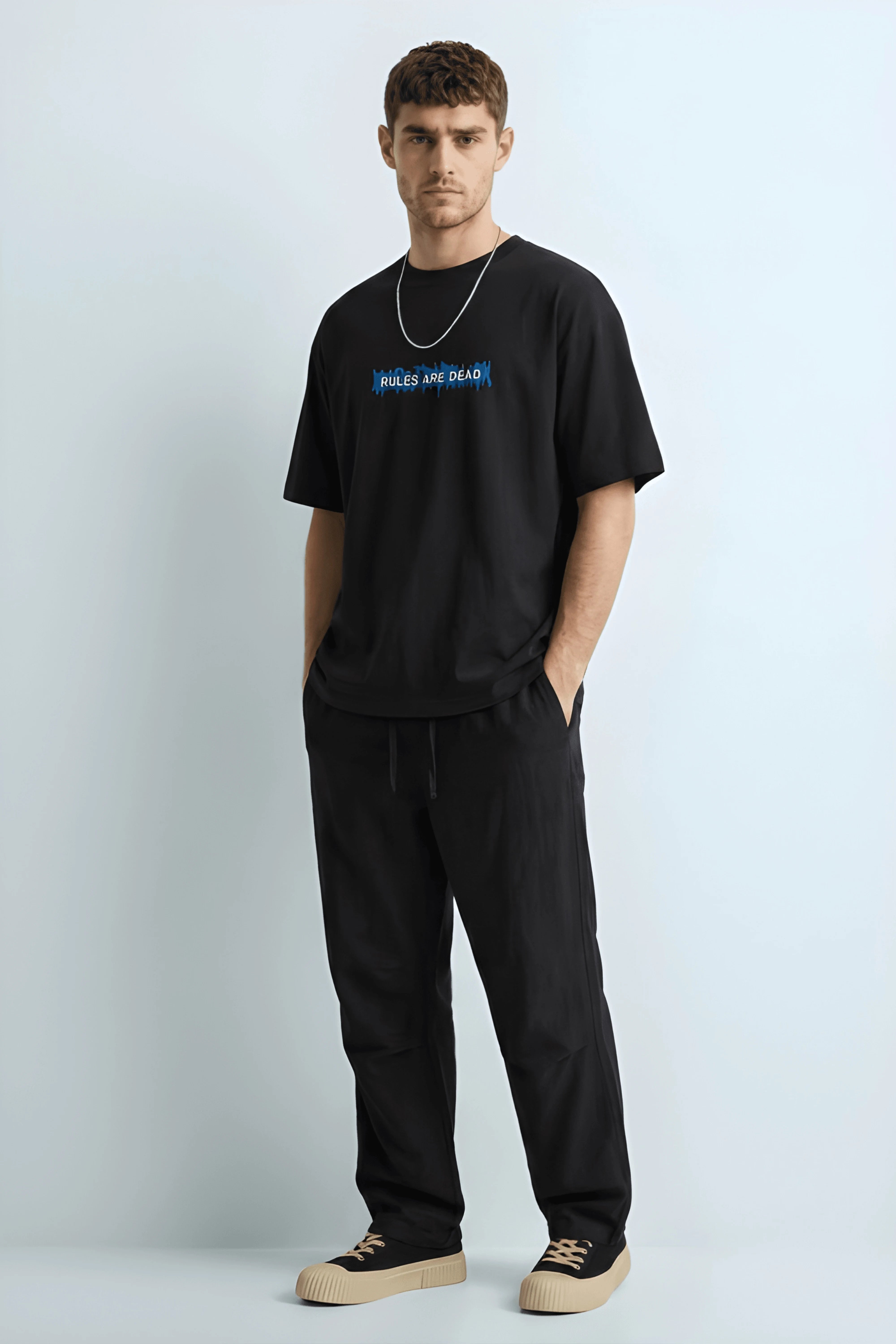 Relaxed Fit Youth Rebellion Black T-Shirt for Men