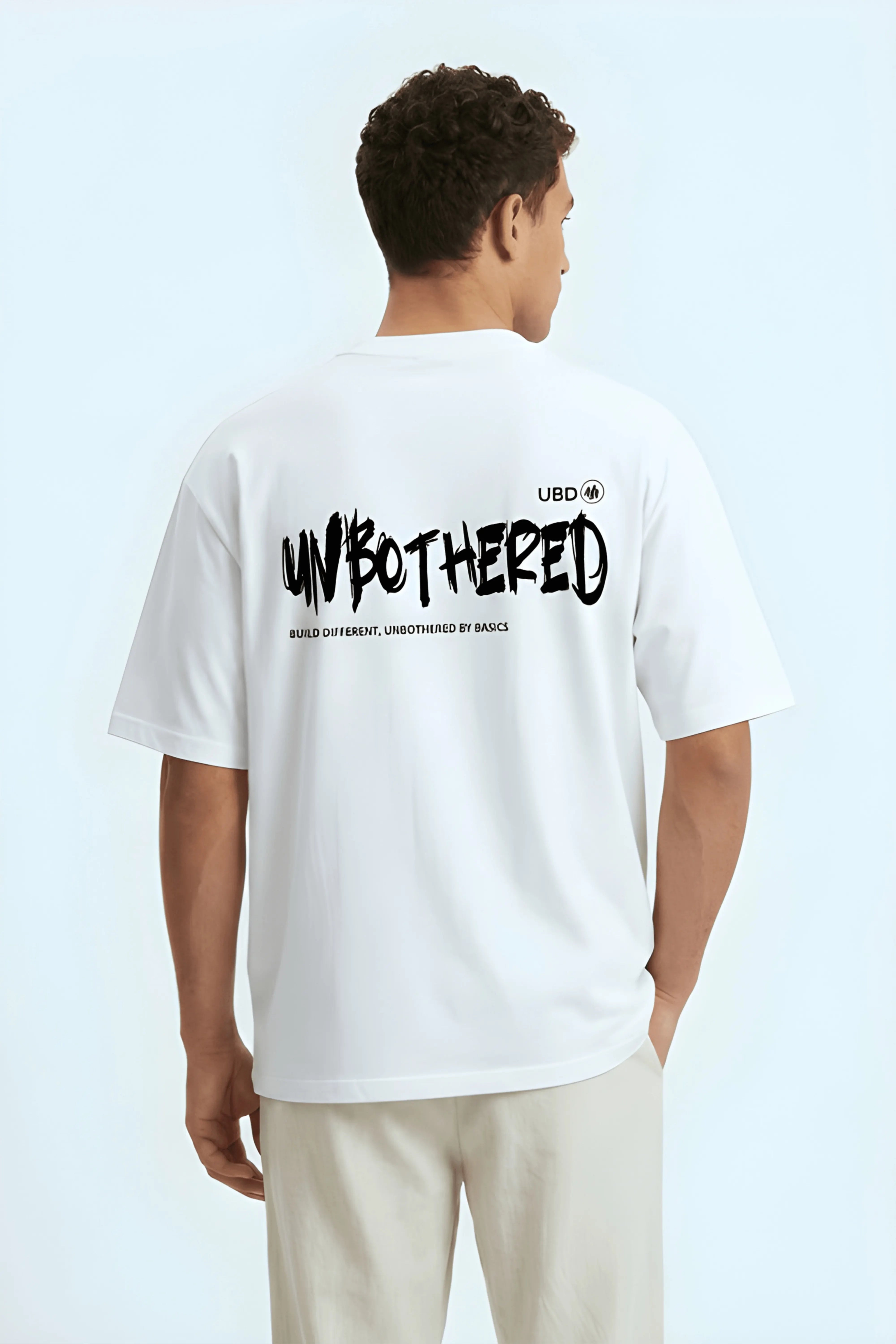 Relaxed Fit Unbothered White T-Shirt for Men