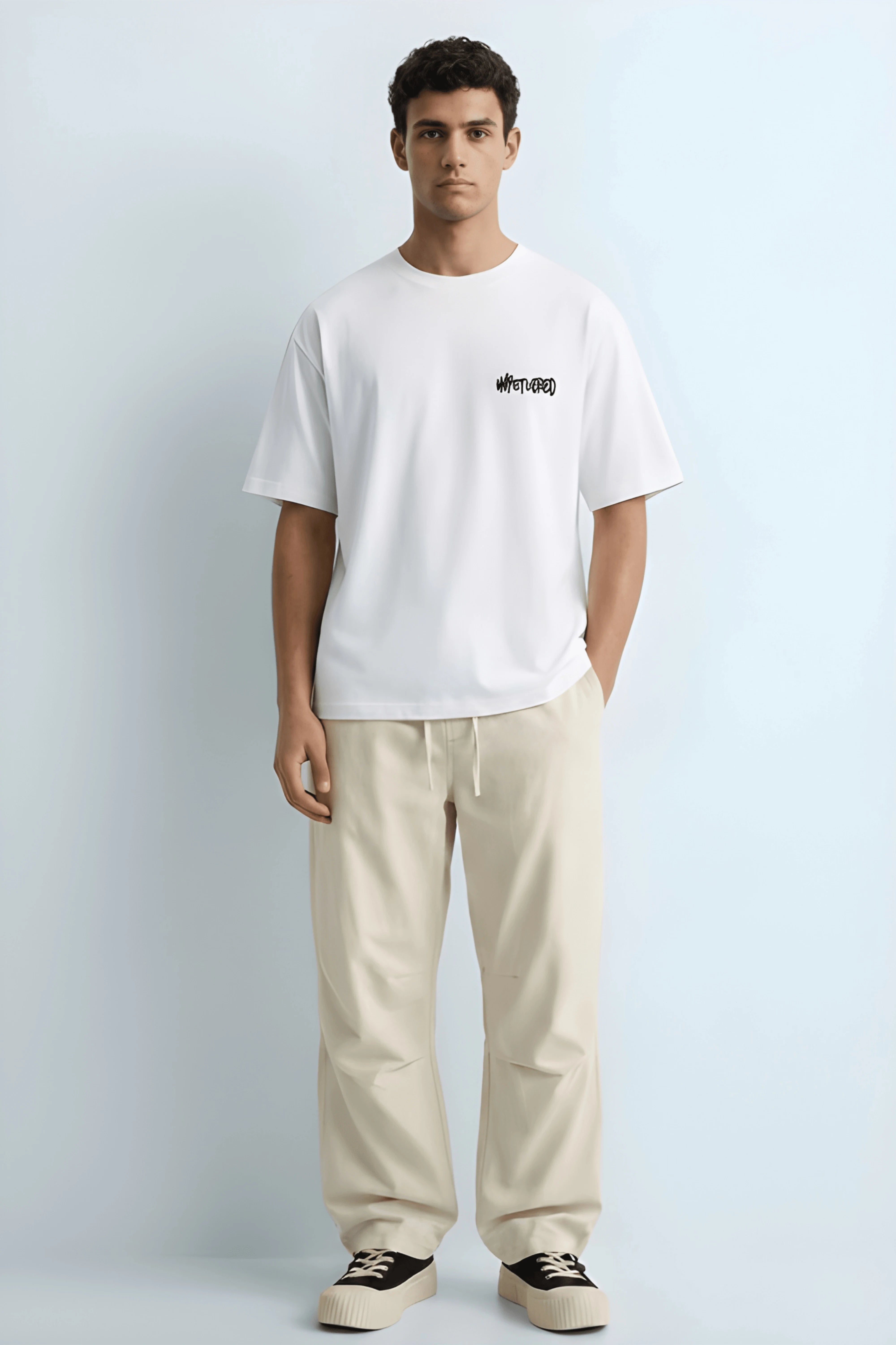 Relaxed Fit Unbothered White T-Shirt for Men