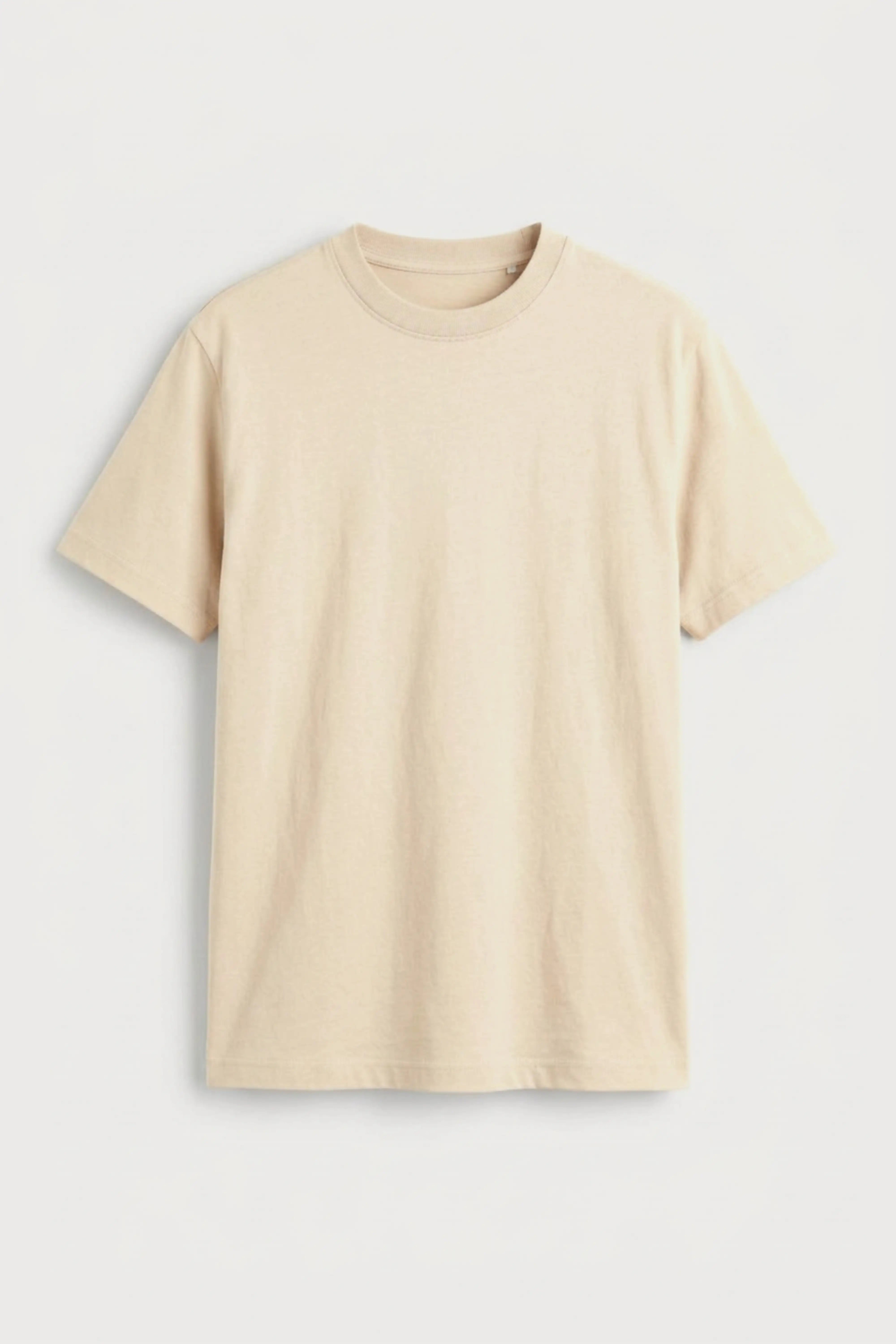 Men's beige classic fit Cotton T-Shirt