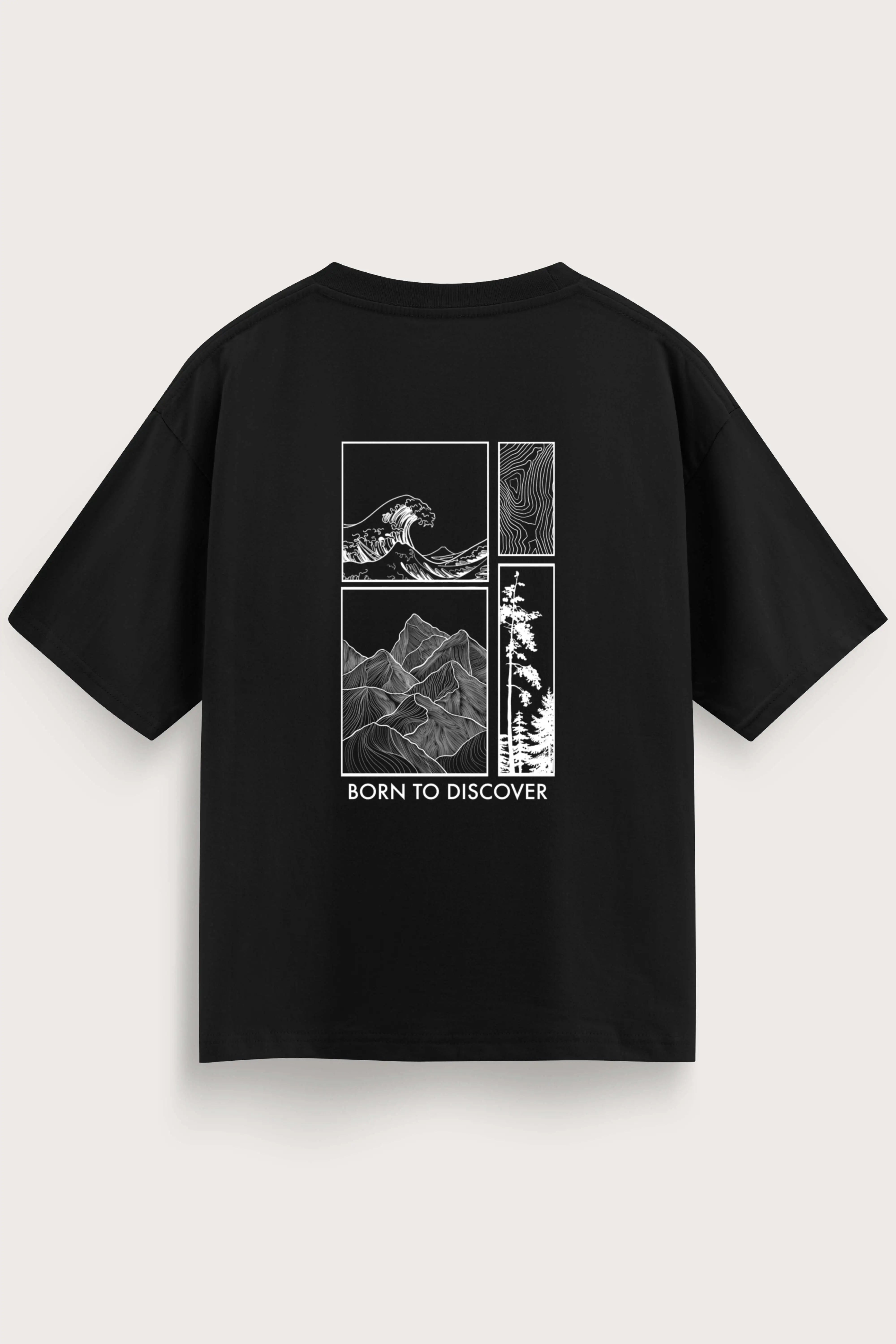 Men's Black Born to Discover Oversized T-Shirt