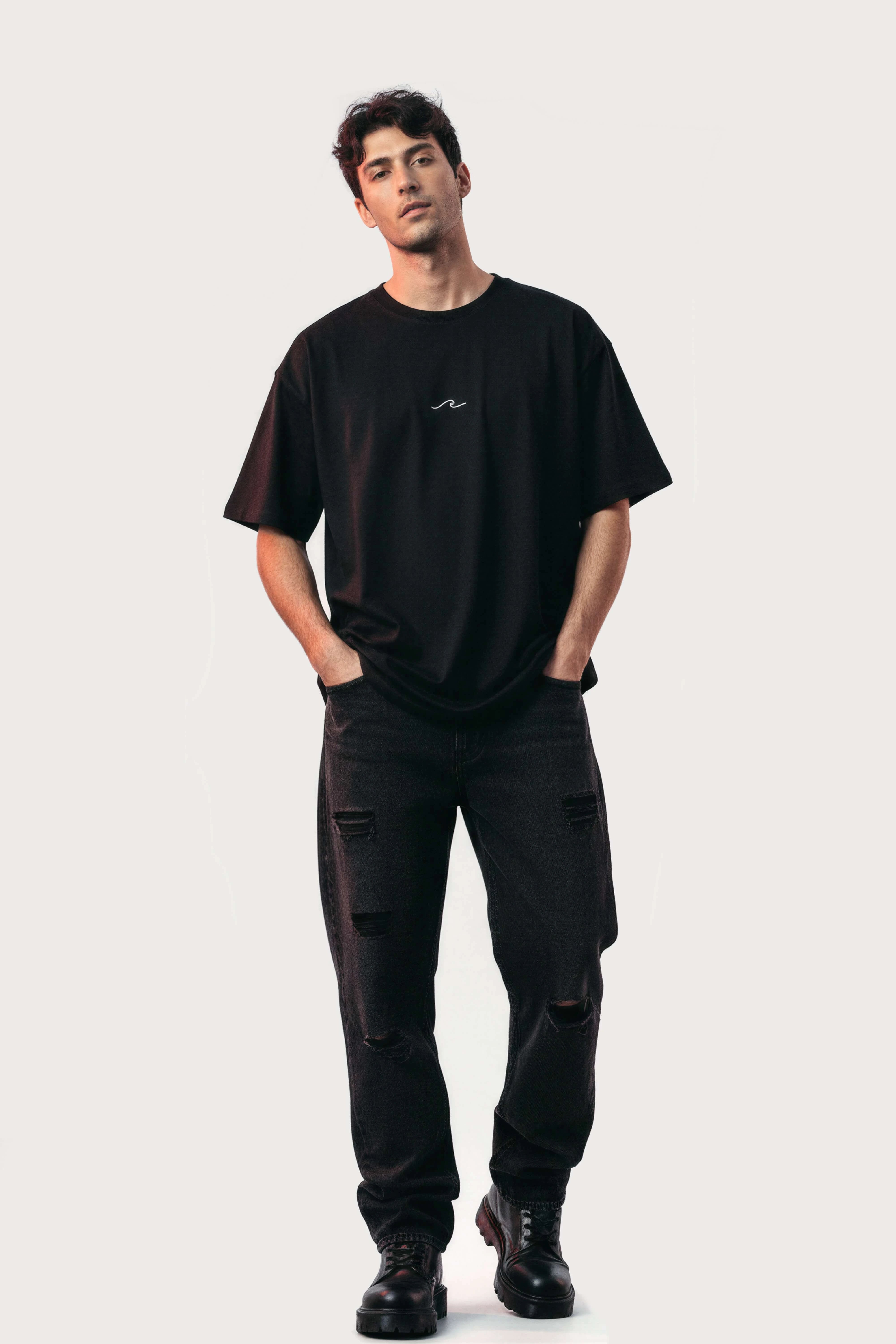 Men's Black Born to Discover Oversized T-Shirt