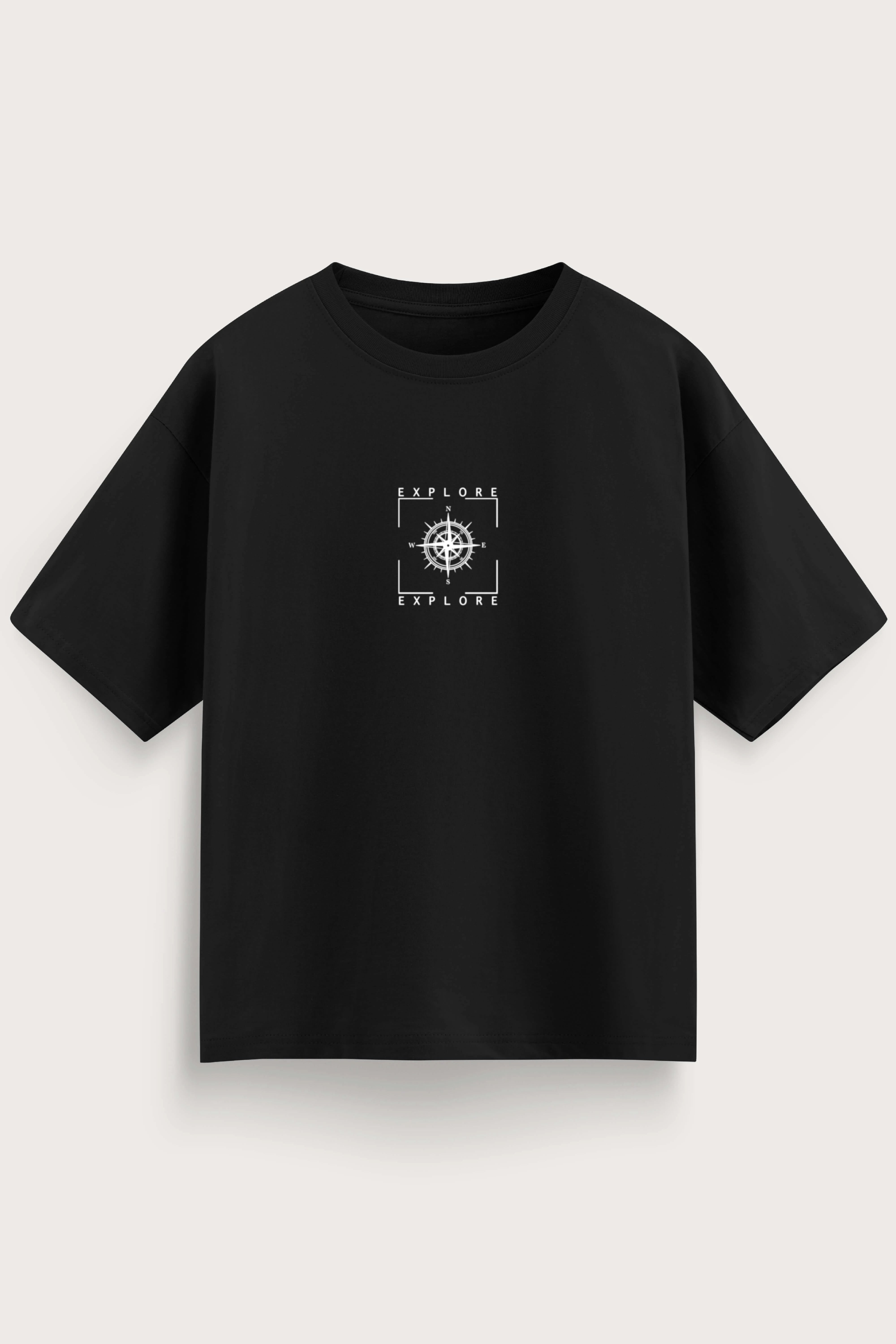 Men's Black Explore Oversized T-Shirt
