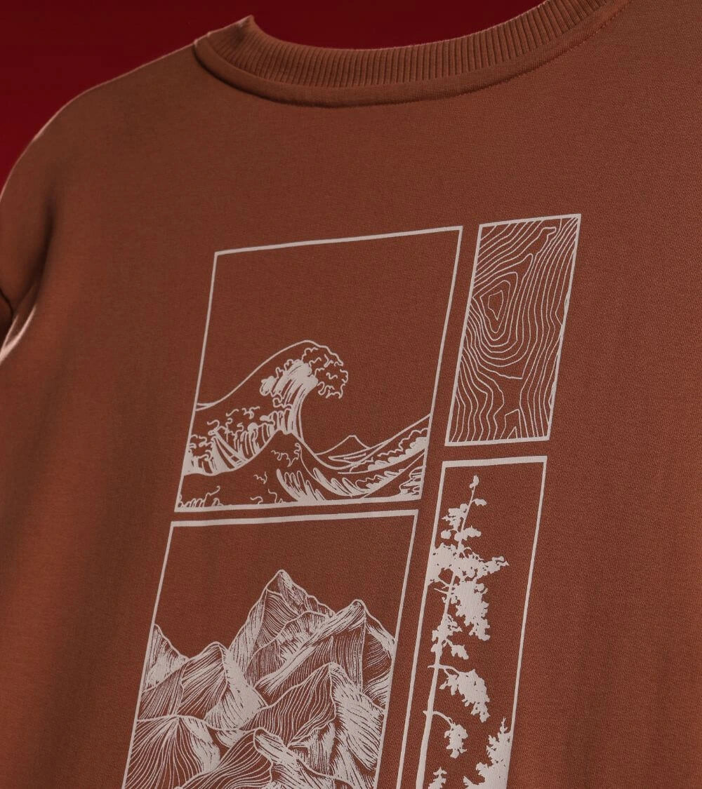 Men's Brown Born to Discover Oversized T-Shirt