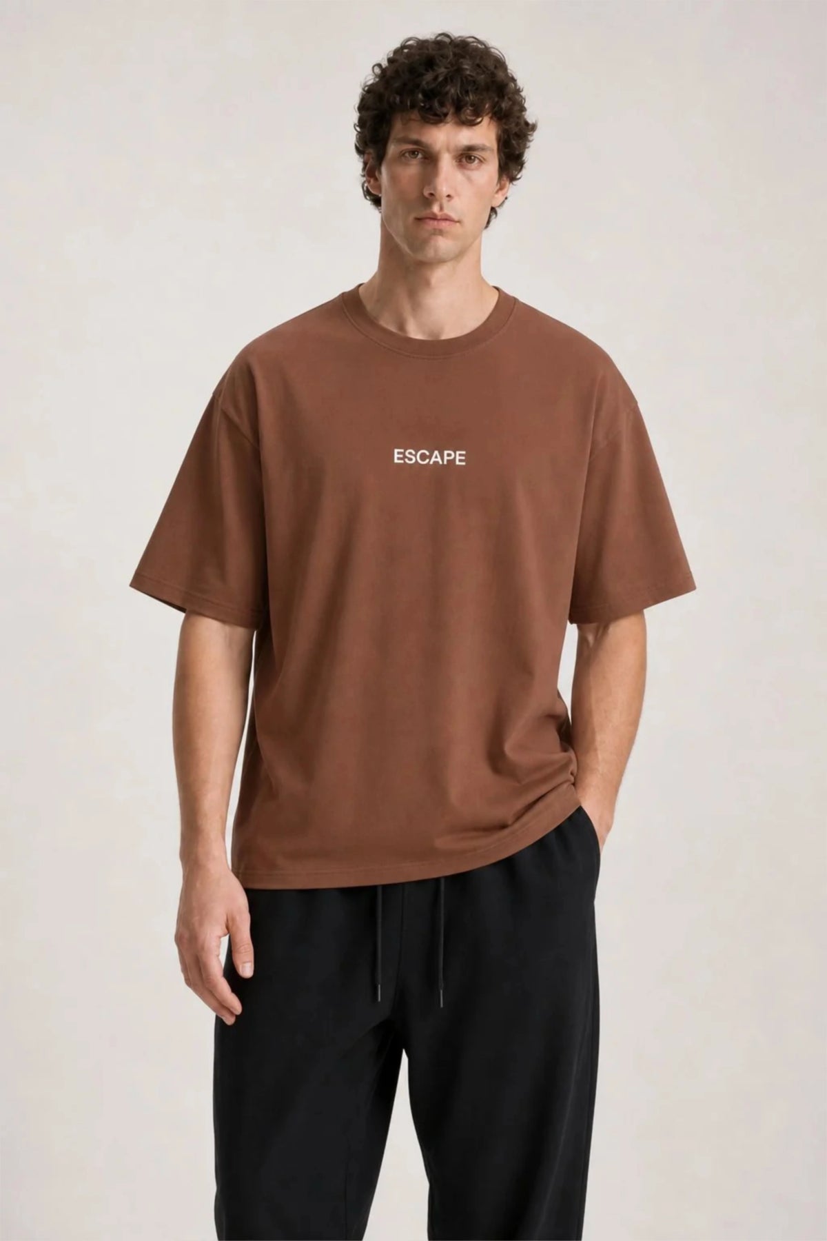 Men's Brown Escape Oversized T-Shirt