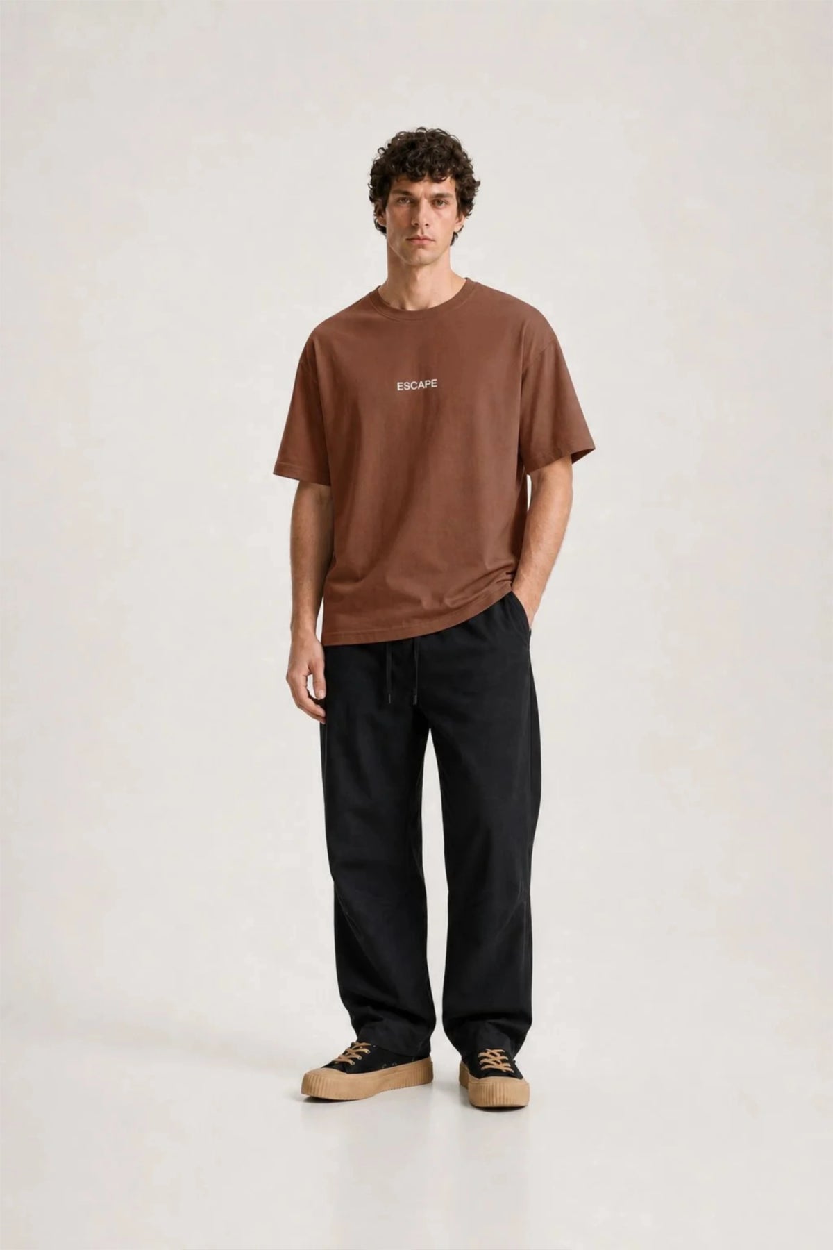 Men's Brown Escape Oversized T-Shirt