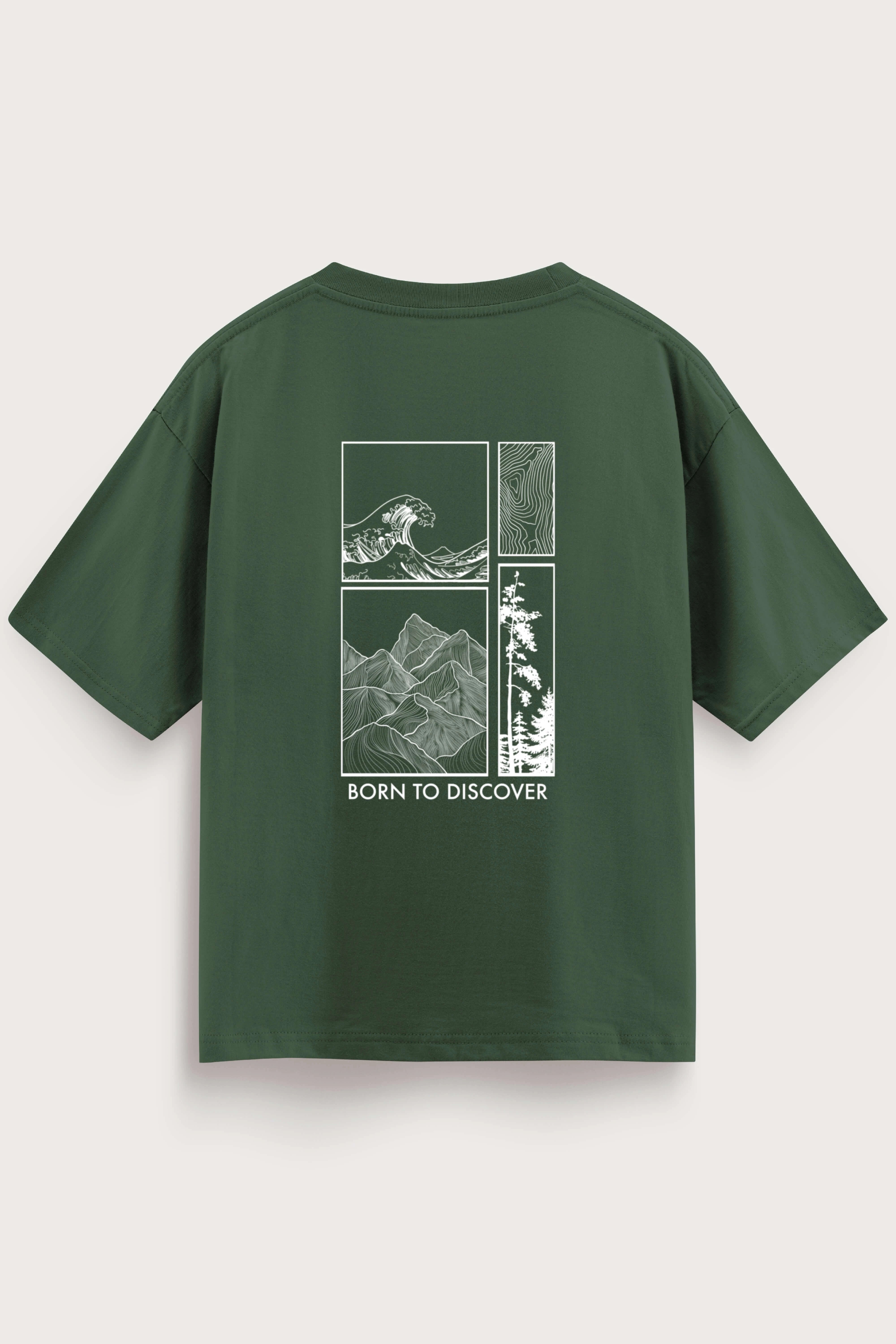 Men's Green Born to Discover Oversized T-Shirt
