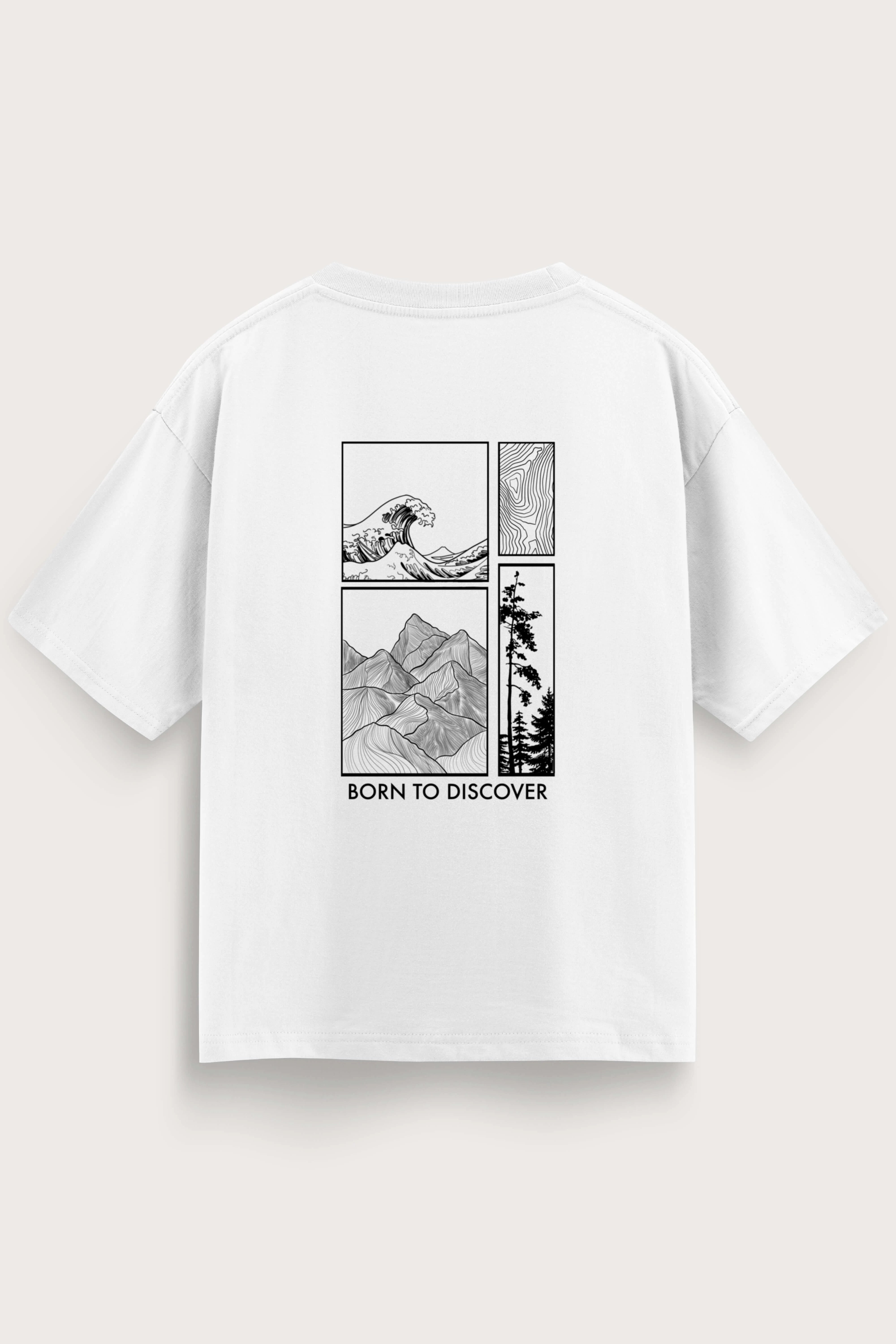 Men's White Born to Discover Oversized T-Shirt