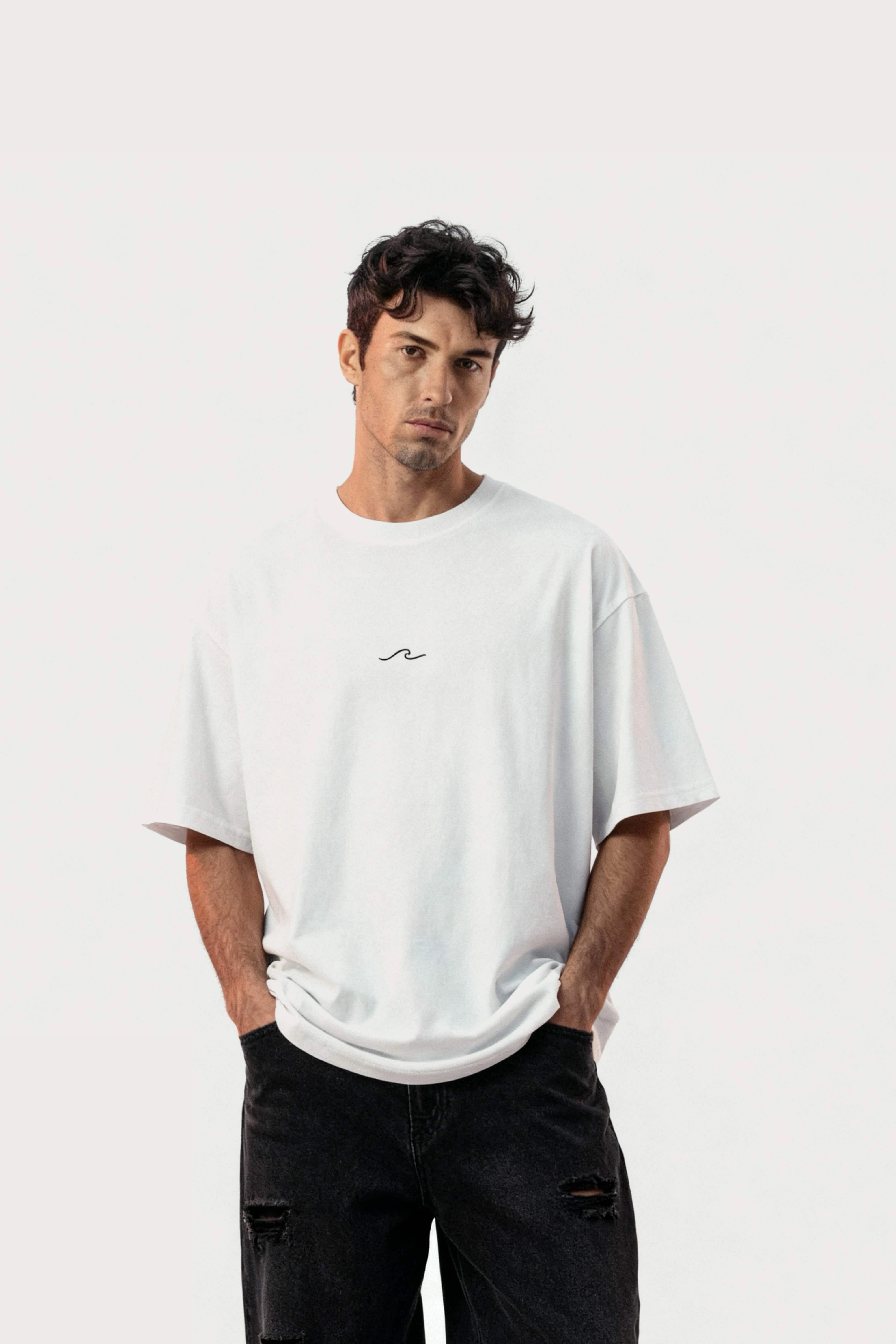 Men's White Born to Discover Oversized T-Shirt
