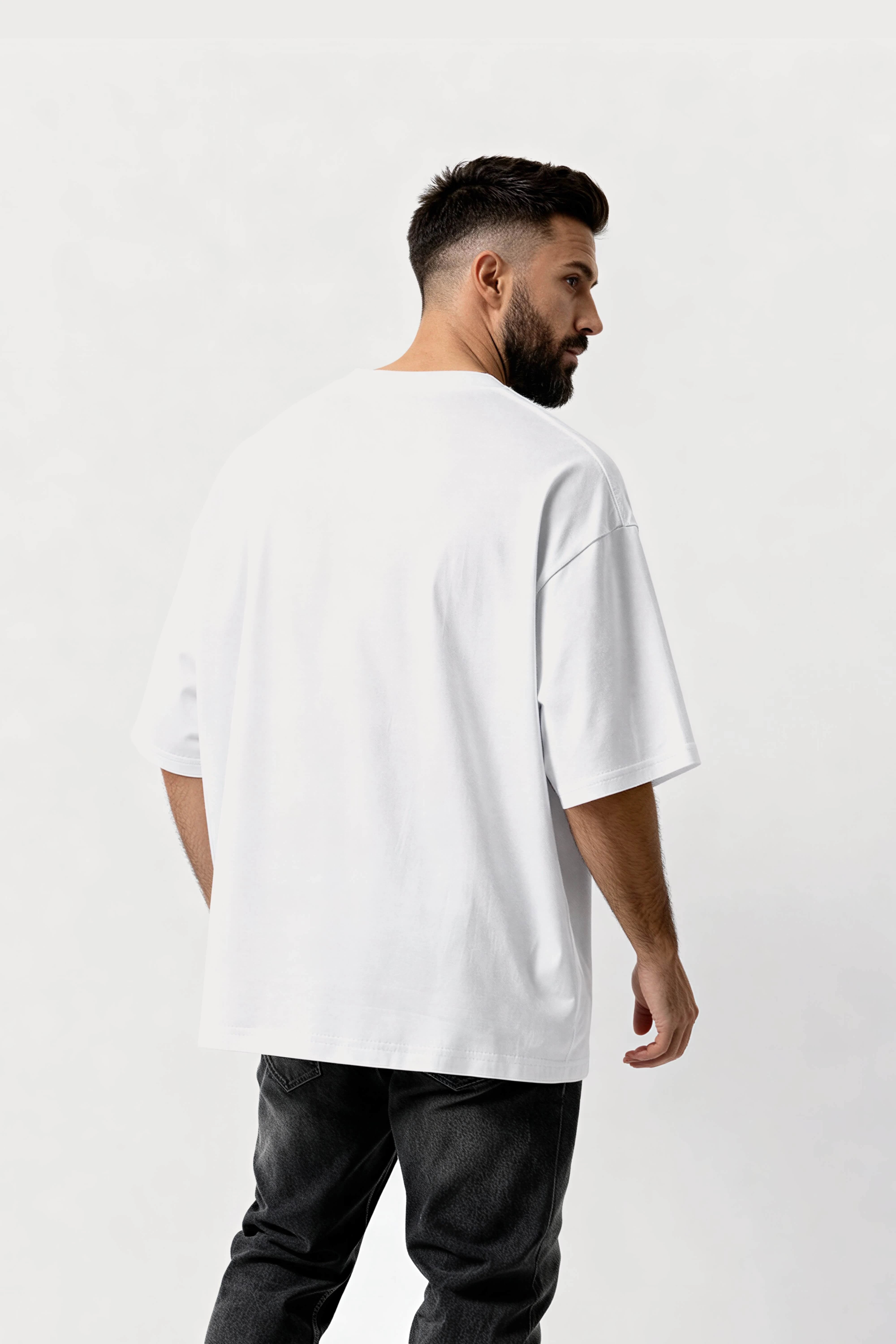 Men's White Explore Oversized T-Shirt