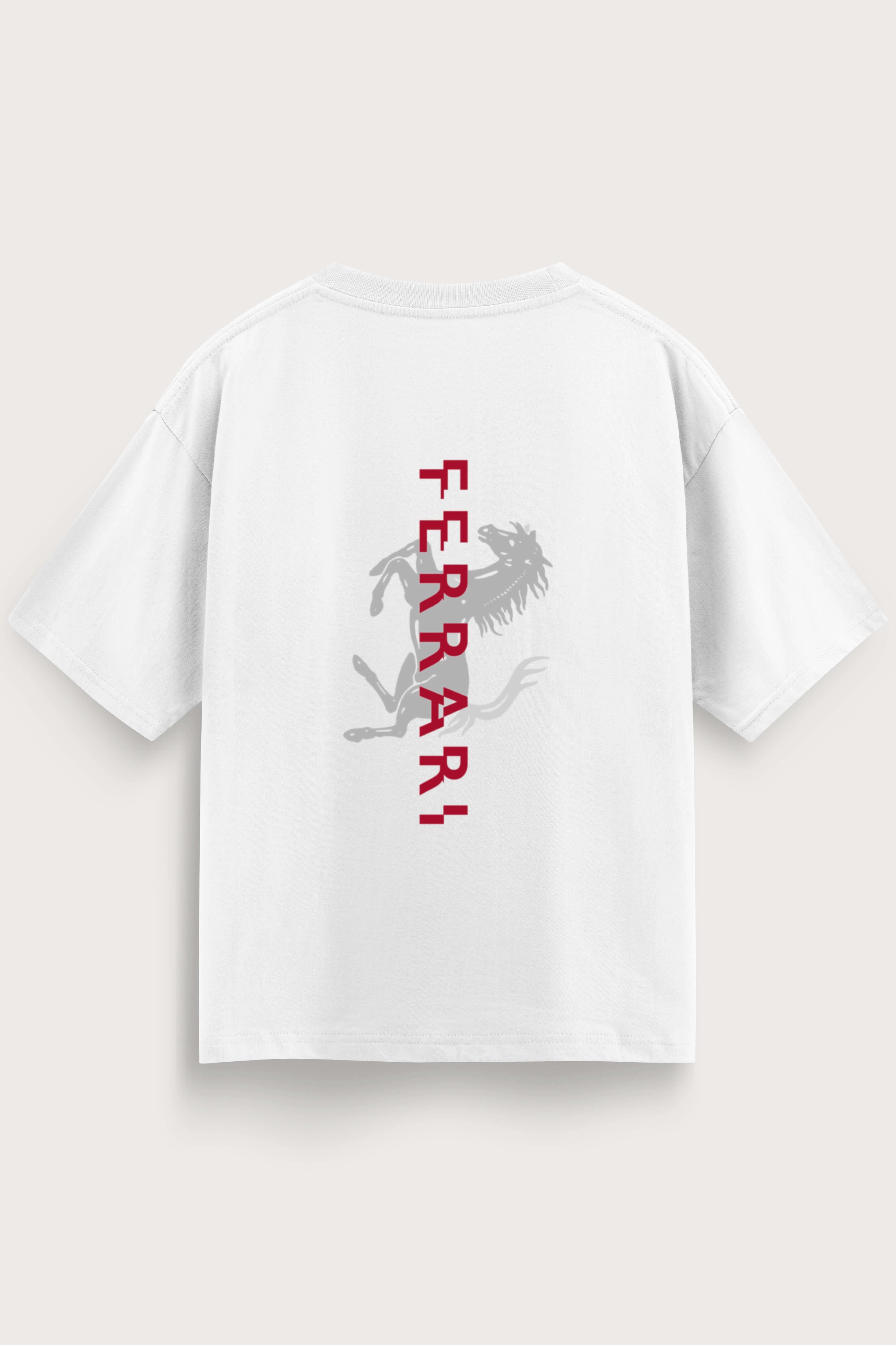Men's White Ferrari Oversized T-Shirt