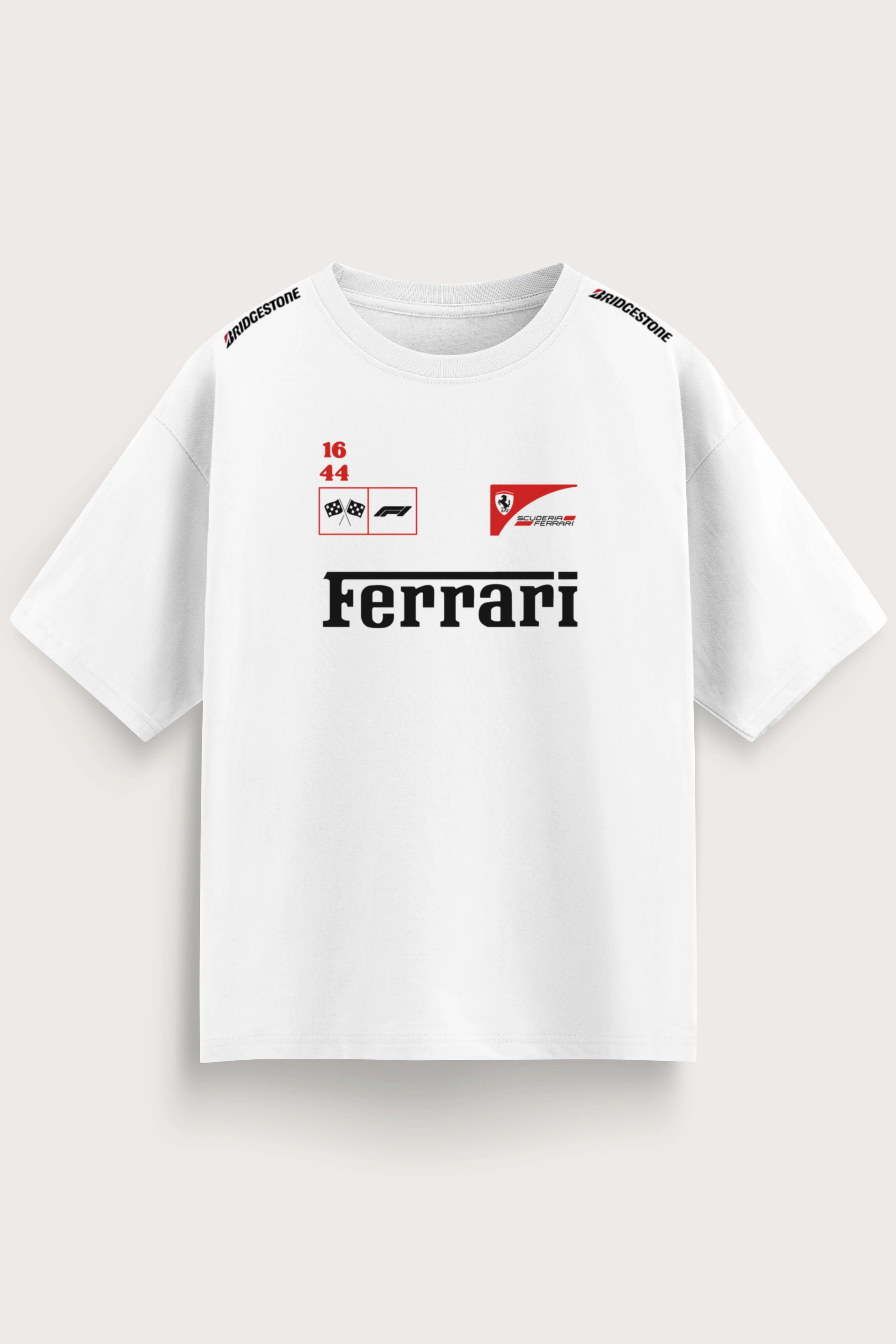 Men's White Ferrari Oversized T-Shirt